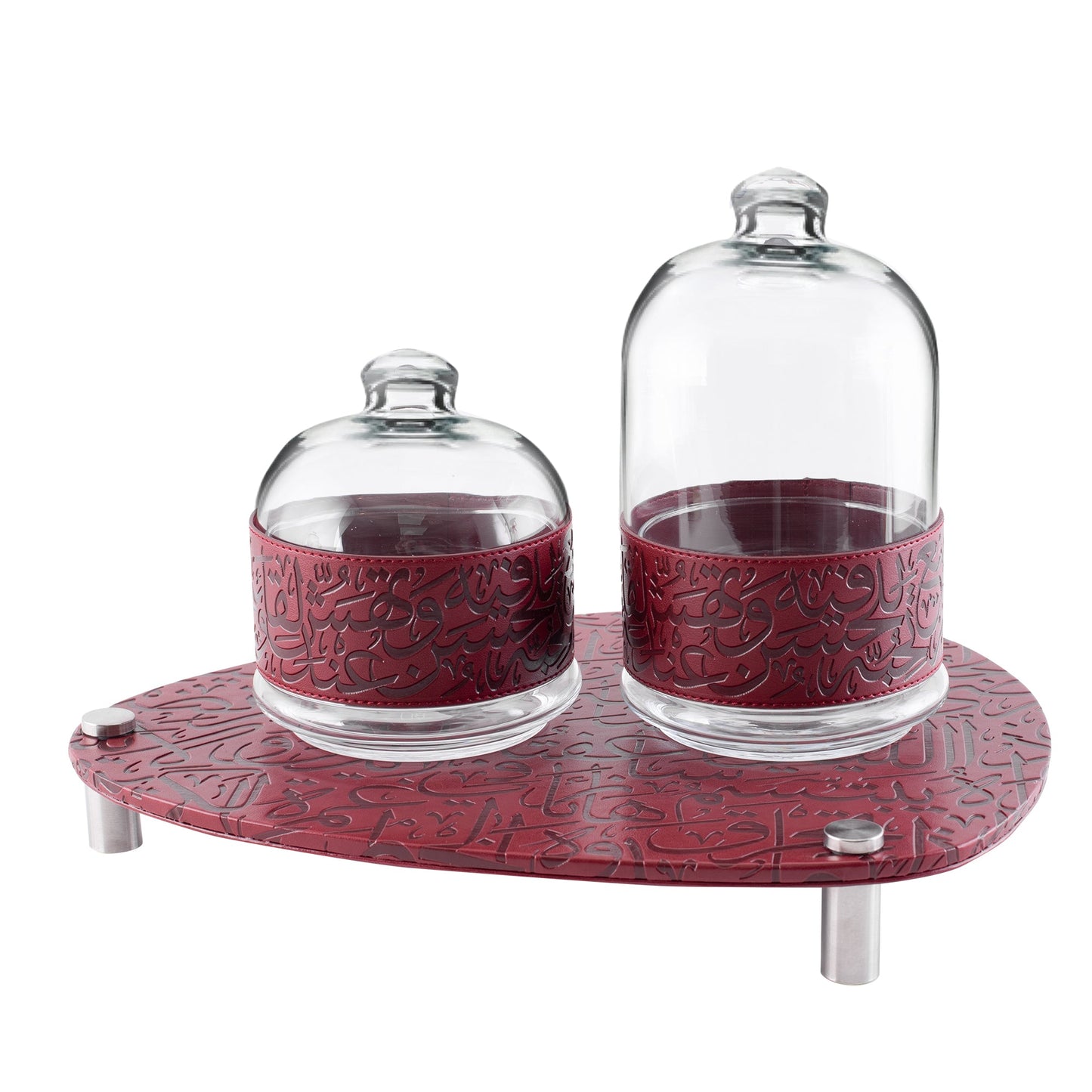 Dimlaj Kareem Set of 3 Pcs Serving Bowls With Stand (Maroon) - Premium Serving Bowls from Kareem By Dimlaj - Just $70! Shop online now at Dimlaj Jordan
