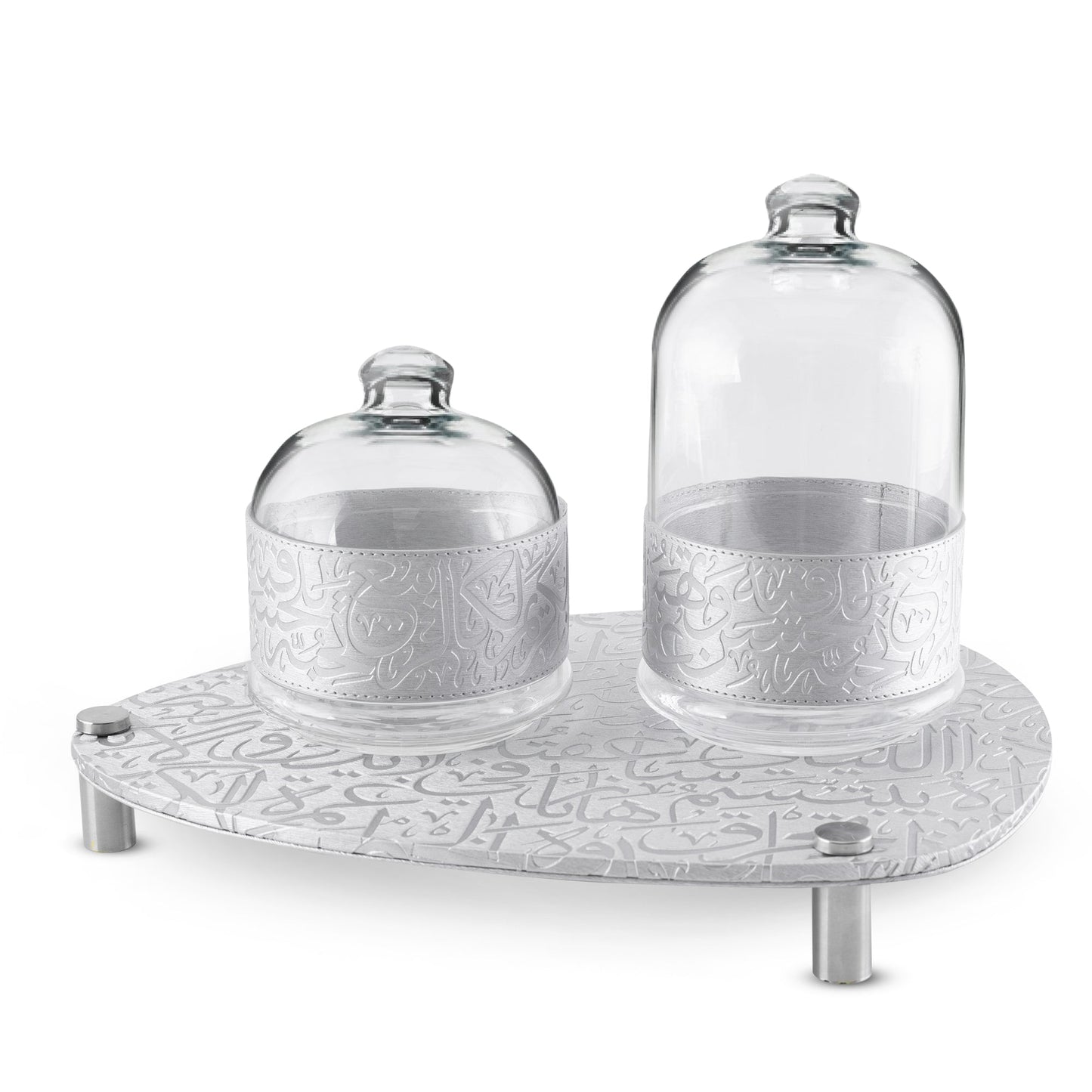 Dimlaj Kareem Set of 3 Pcs Serving Bowls With Stand (Silver) - Premium Serving Bowls from Kareem By Dimlaj - Just $70! Shop online now at Dimlaj Jordan