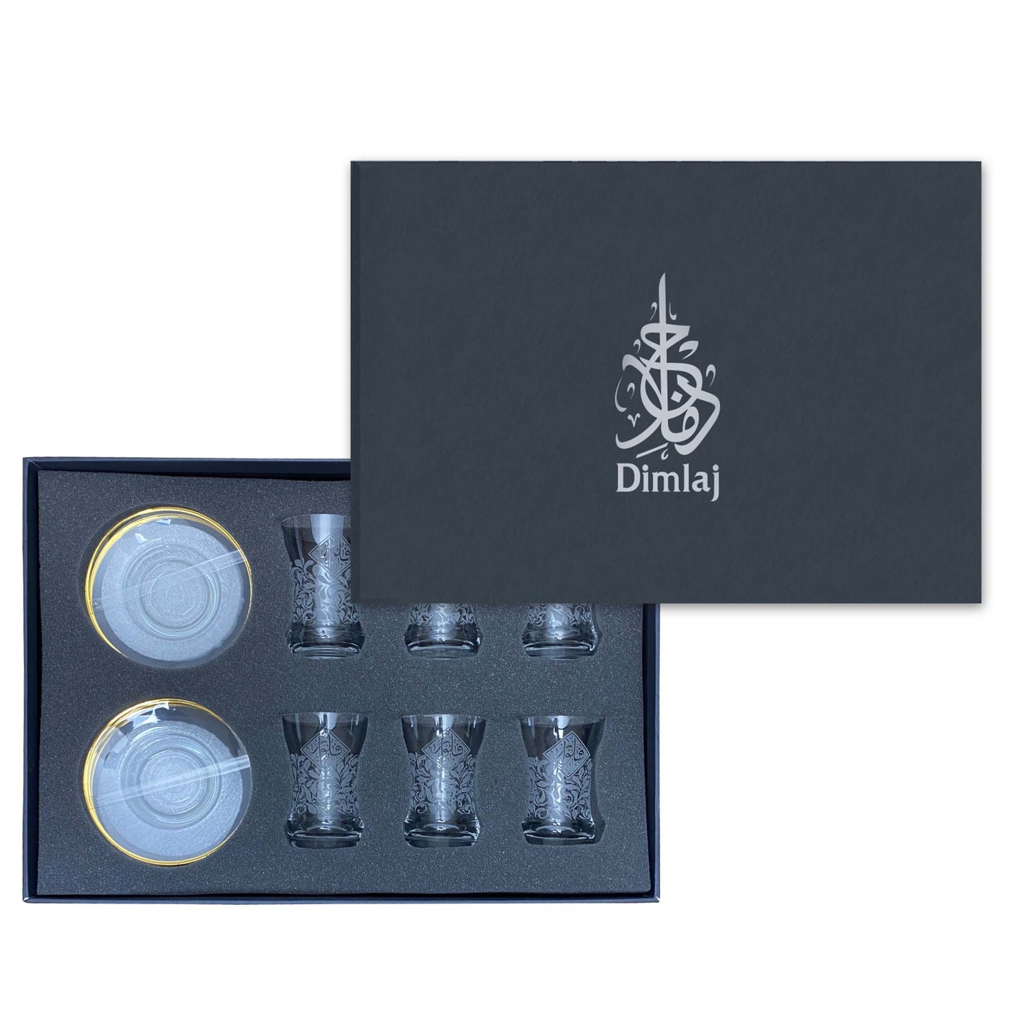 Dimlaj Vouloir Set Of 6 Pcs Tea Cups And Saucers (Engraved)