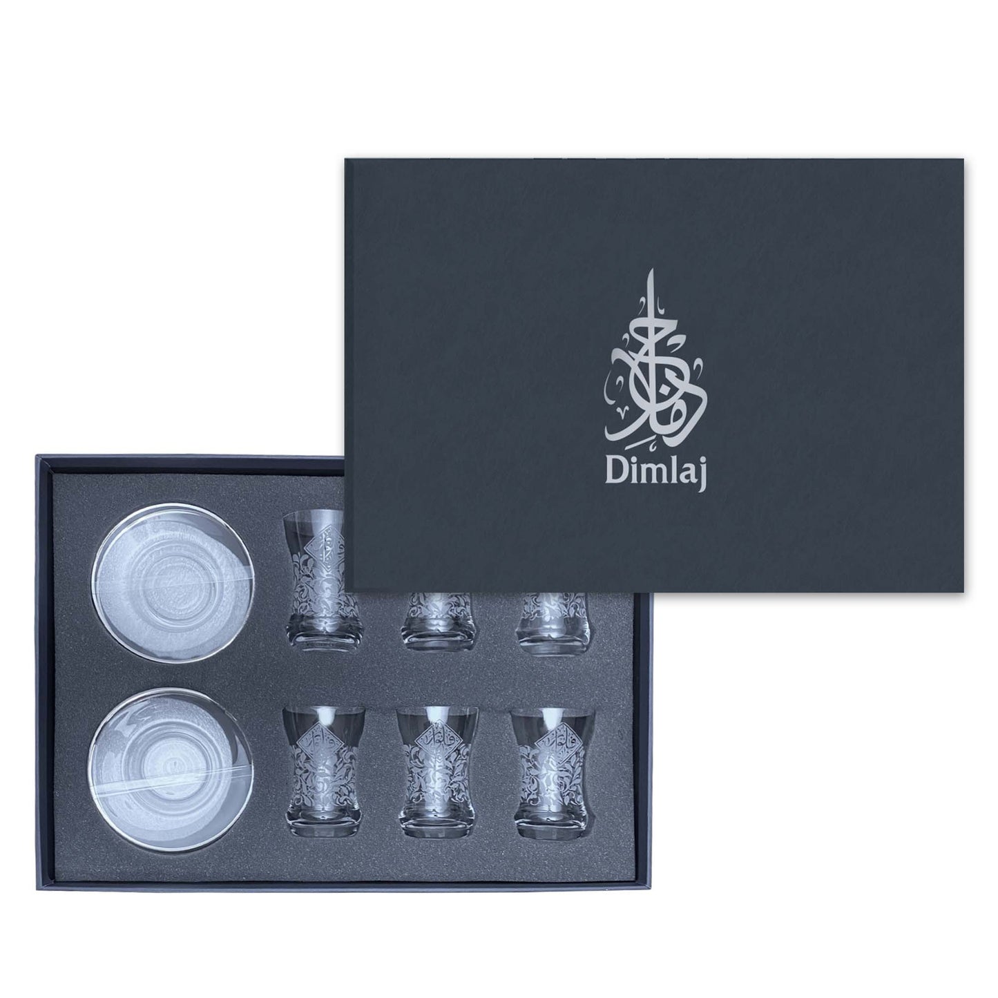 Dimlaj Vouloir Set Of 6 Pcs Tea Cups And Saucers (Engraved)