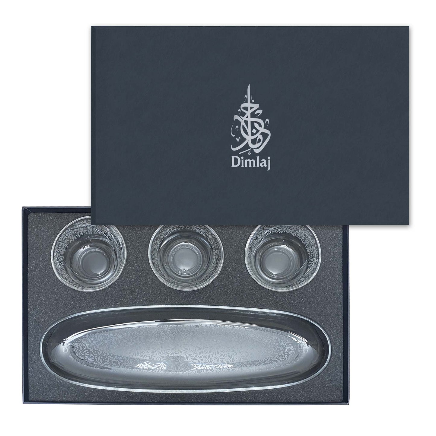 Dimlaj Vouloir Set of 4 Pcs Appetizers Tray & Bowls (Engraved)