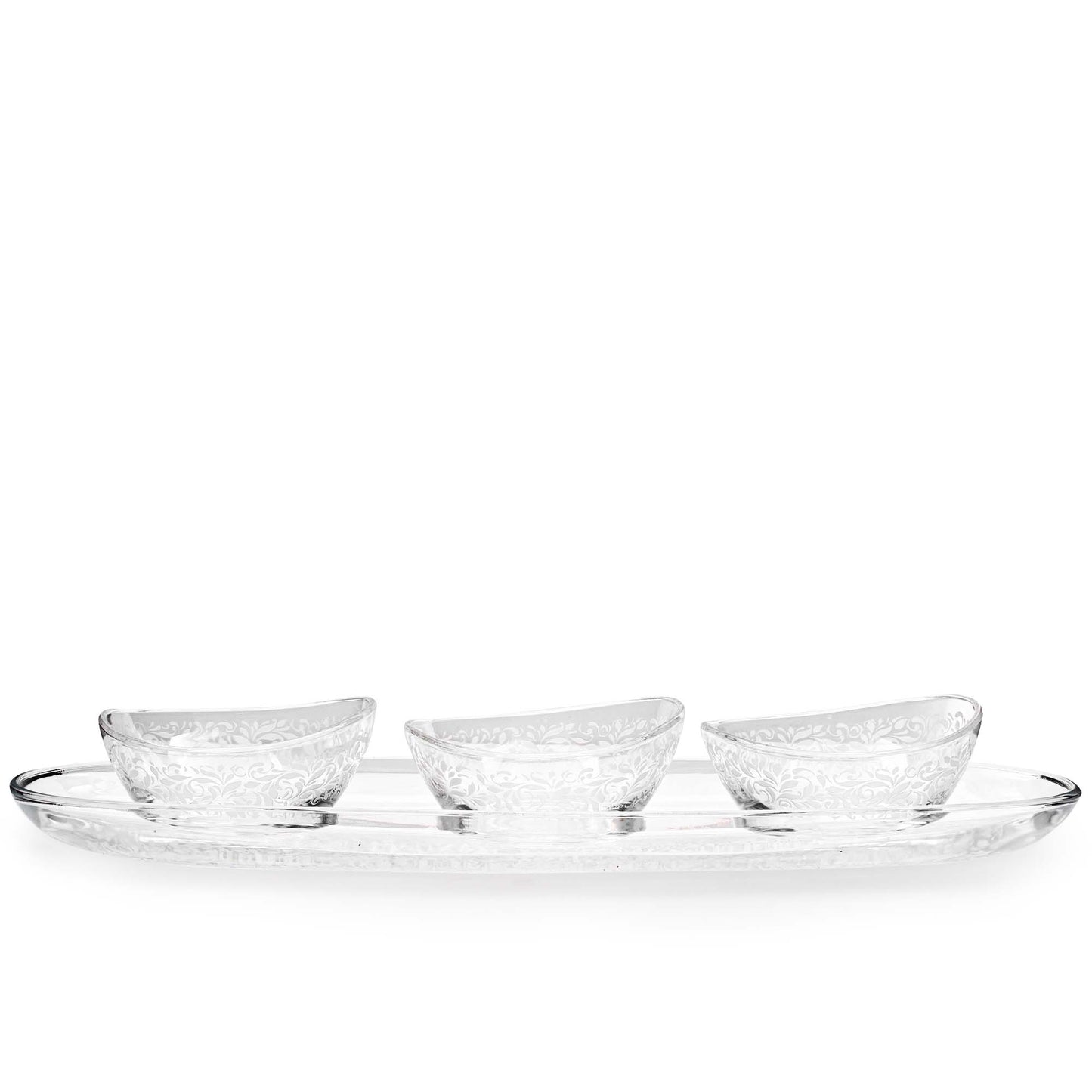 Dimlaj Vouloir Set of 4 Pcs Appetizers Tray & Bowls (Engraved)