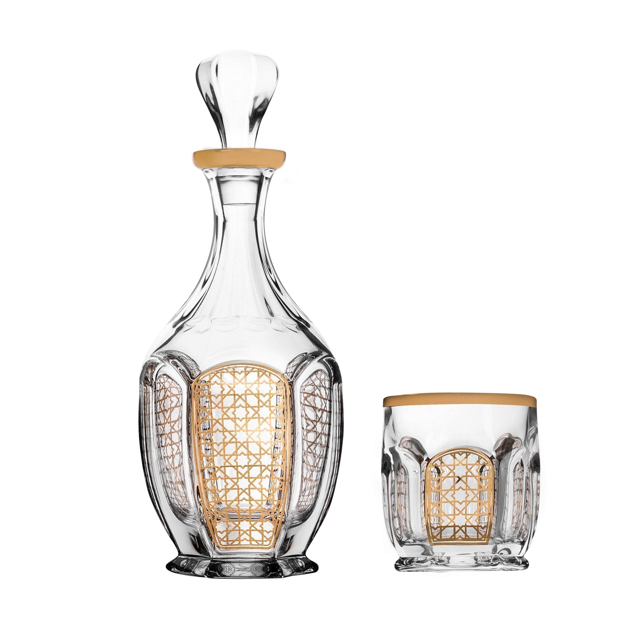 Dimlaj Cordoba Set of 3 Pcs Crystal Drinkset (Gold) | Home