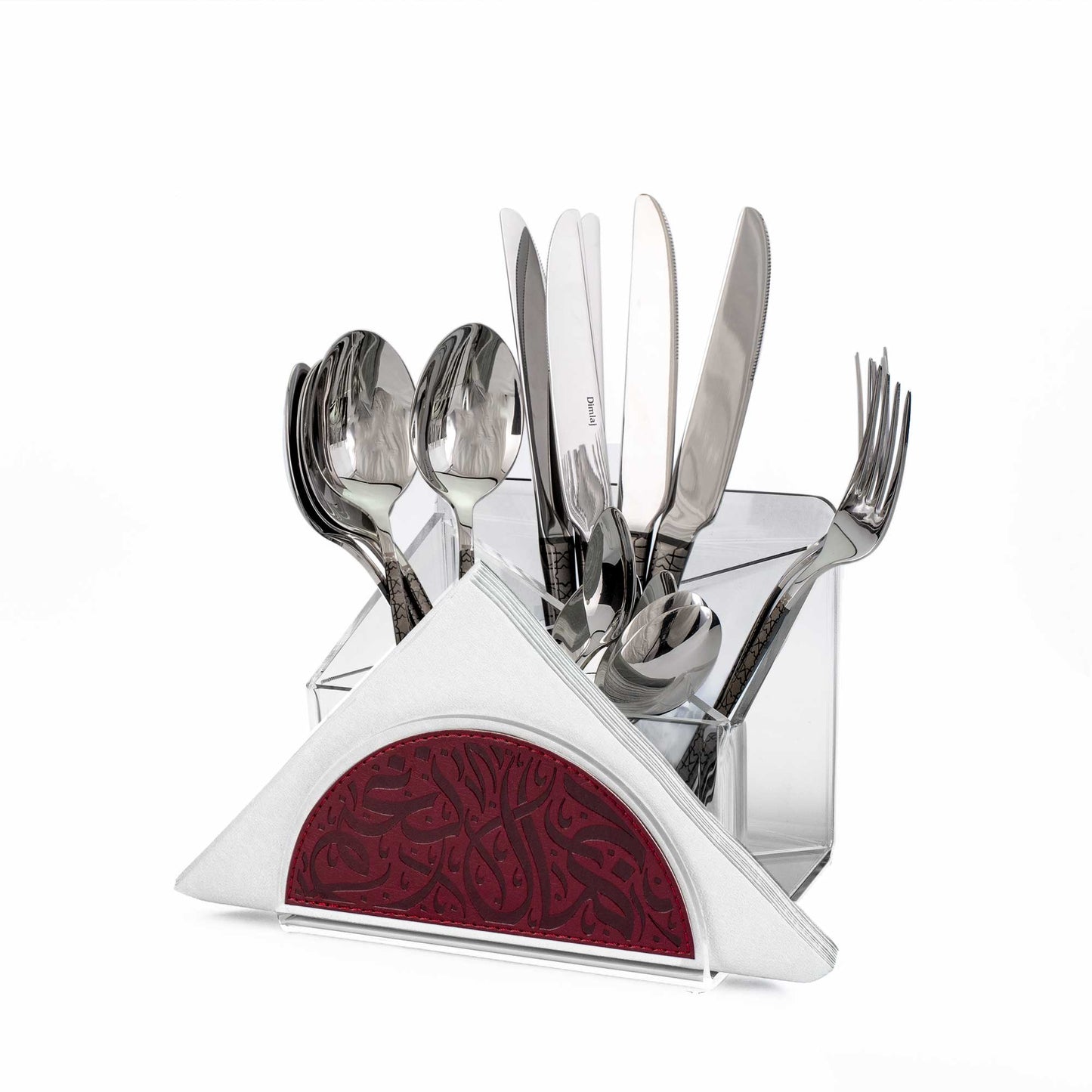Dimlaj Nagham Cutlery & Napkin Holder (Maroon) - Premium Cutlery & Napkin Holder from Nagham By Dimlaj - Just $55.50! Shop online now at Dimlaj Jordan