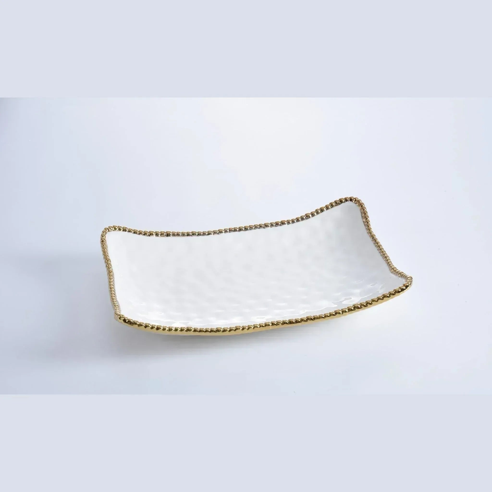 Rectangular Serving Piece Shiny White & Gold | Home