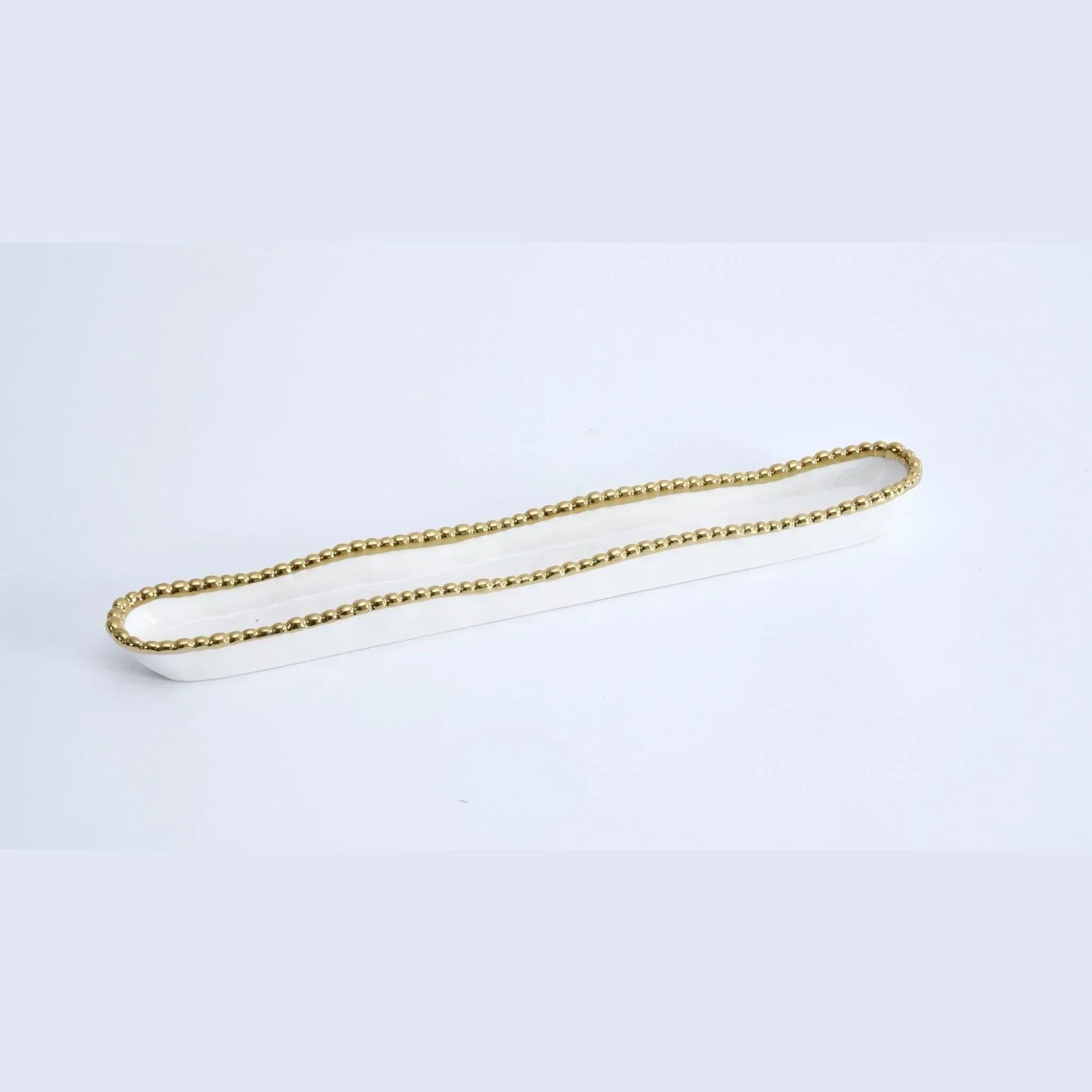 Olive Serving Dish Shiny White & Gold | Home