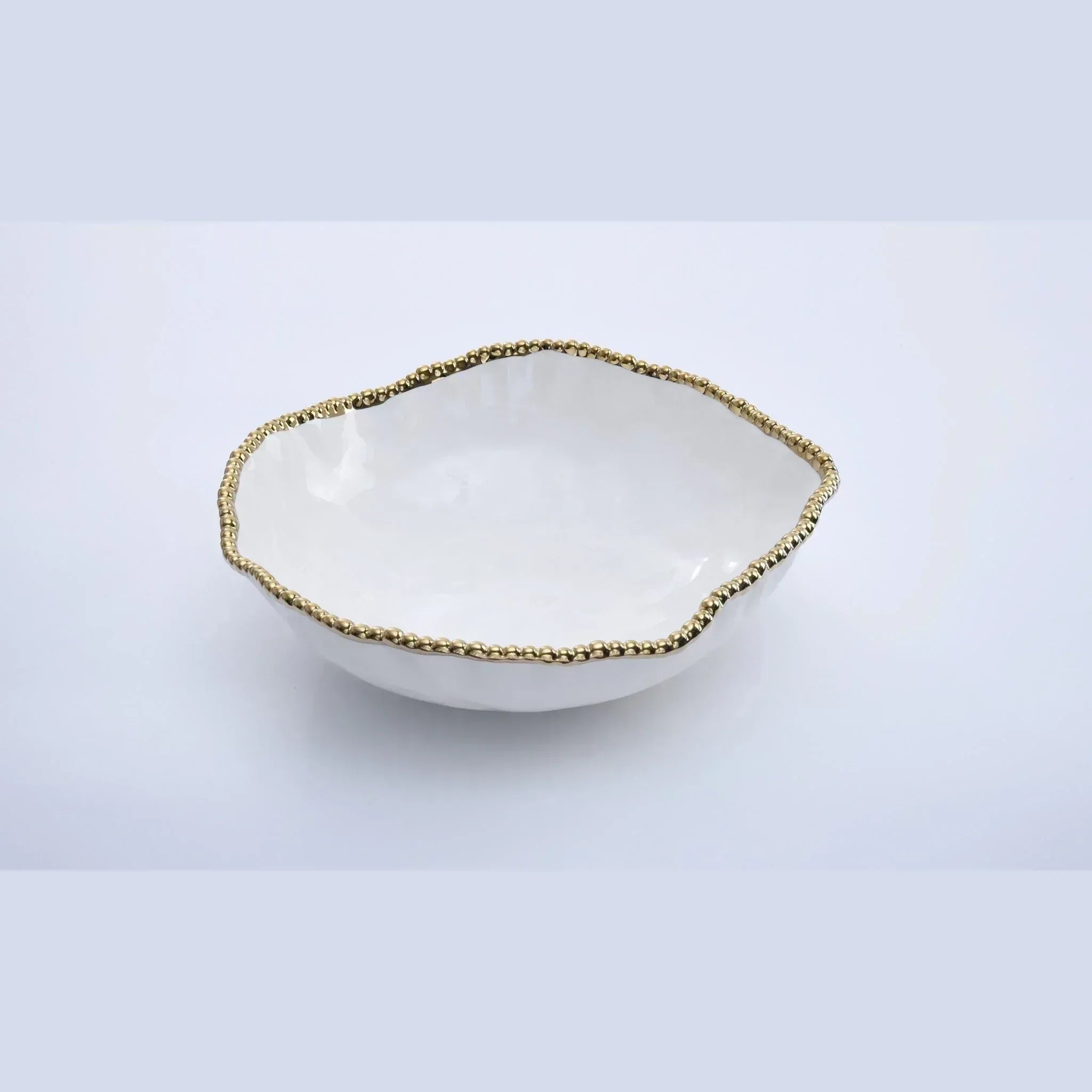 Large Serving Bowl Shiny White & Gold | Home