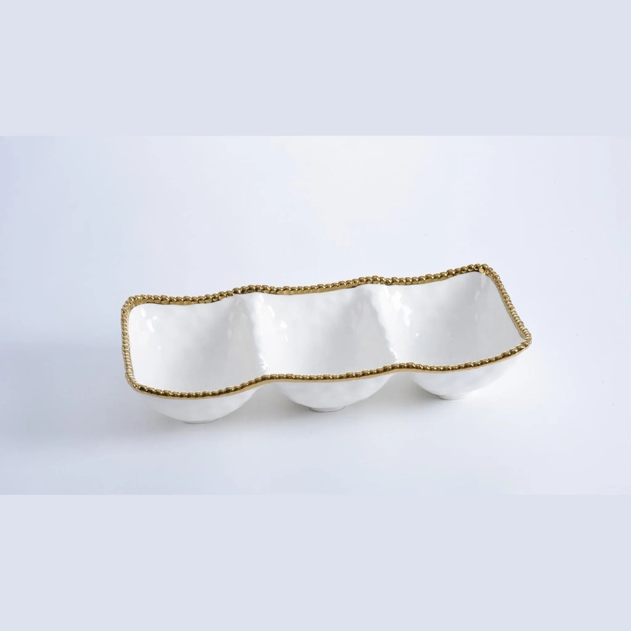 3 Sections Serving Piece Shiny White & Gold | Home 3 Sections Serving Piece Shiny White & Gold | Home