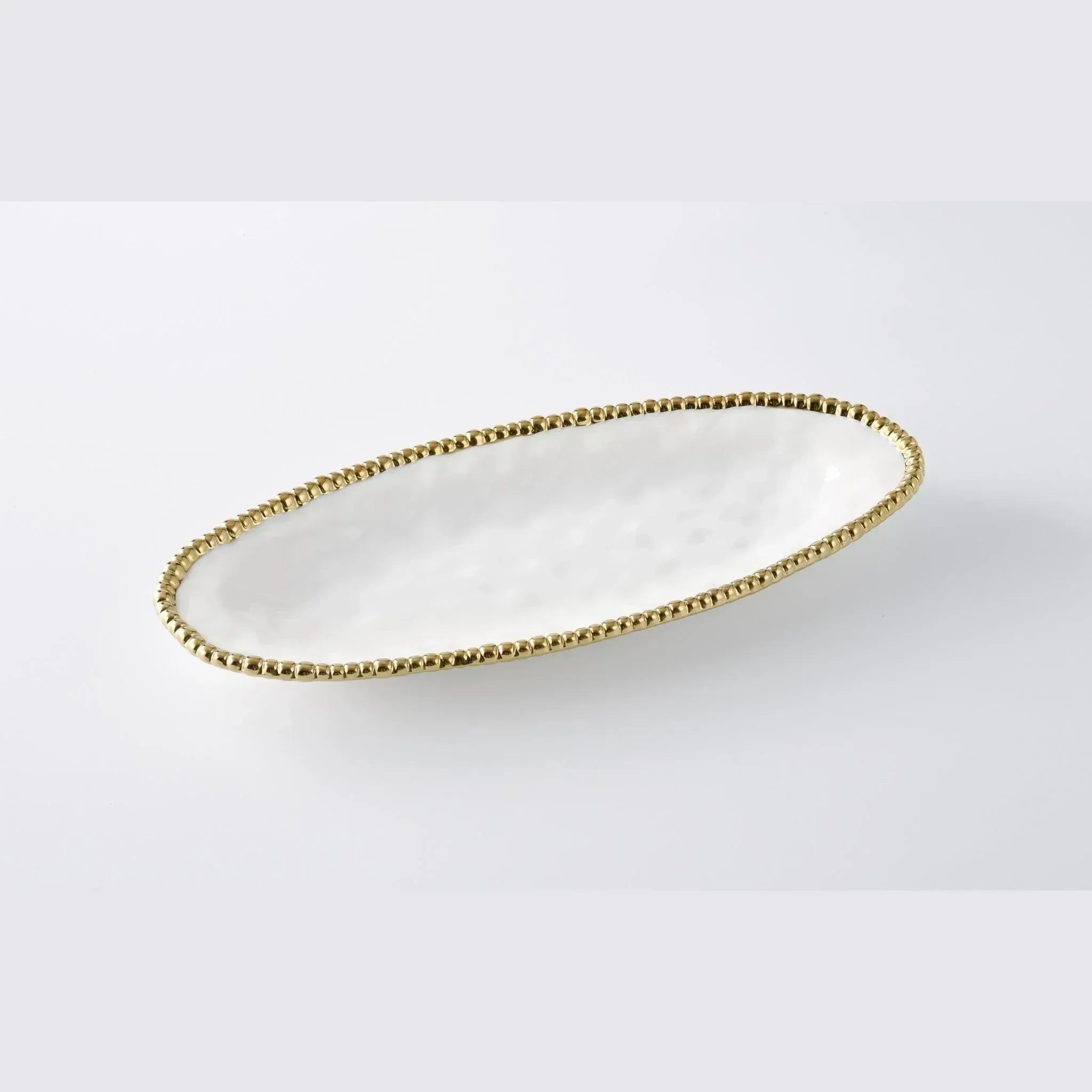Medium Oval Serving Piece Shiny White & Gold | Home