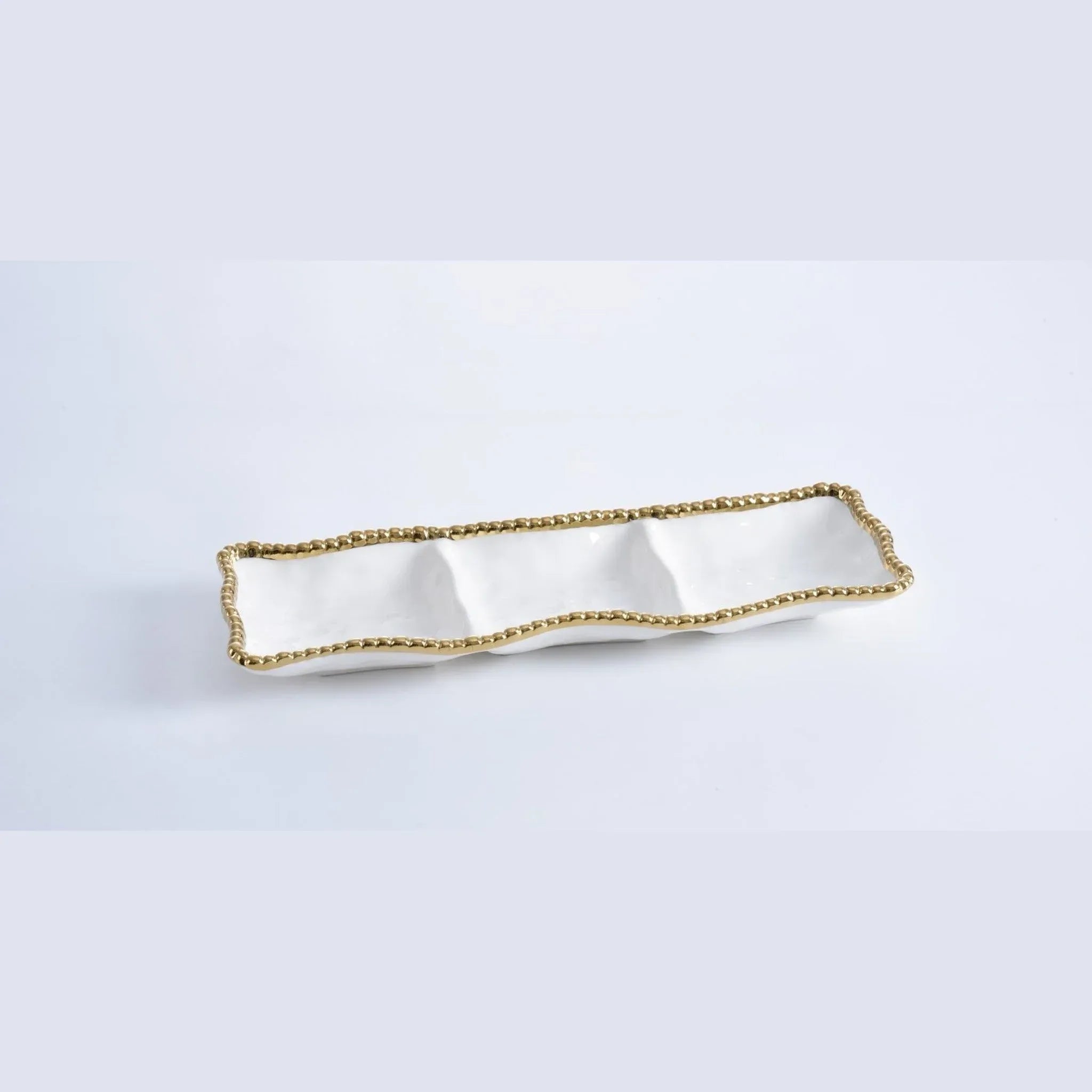 3 Sections Tray Shiny White & Gold | Home 3 Sections Tray Shiny White & Gold | Home