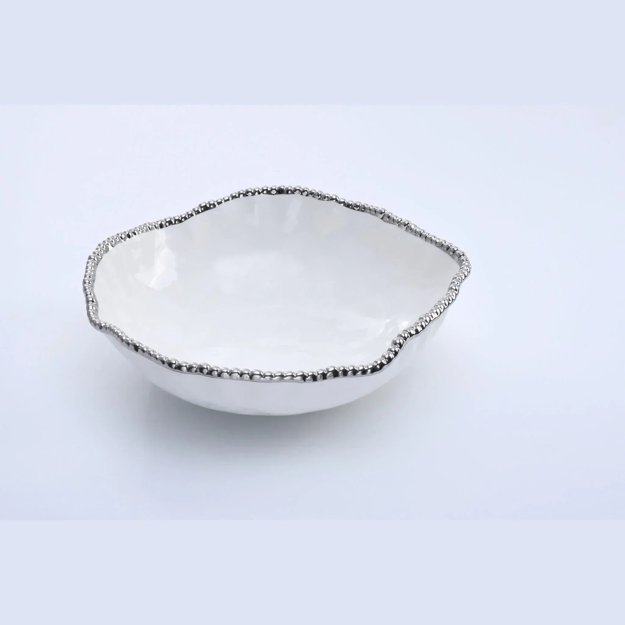 Large Serving Bowl Shiny White & Silver | Home Large Serving Bowl Shiny White & Silver | Home