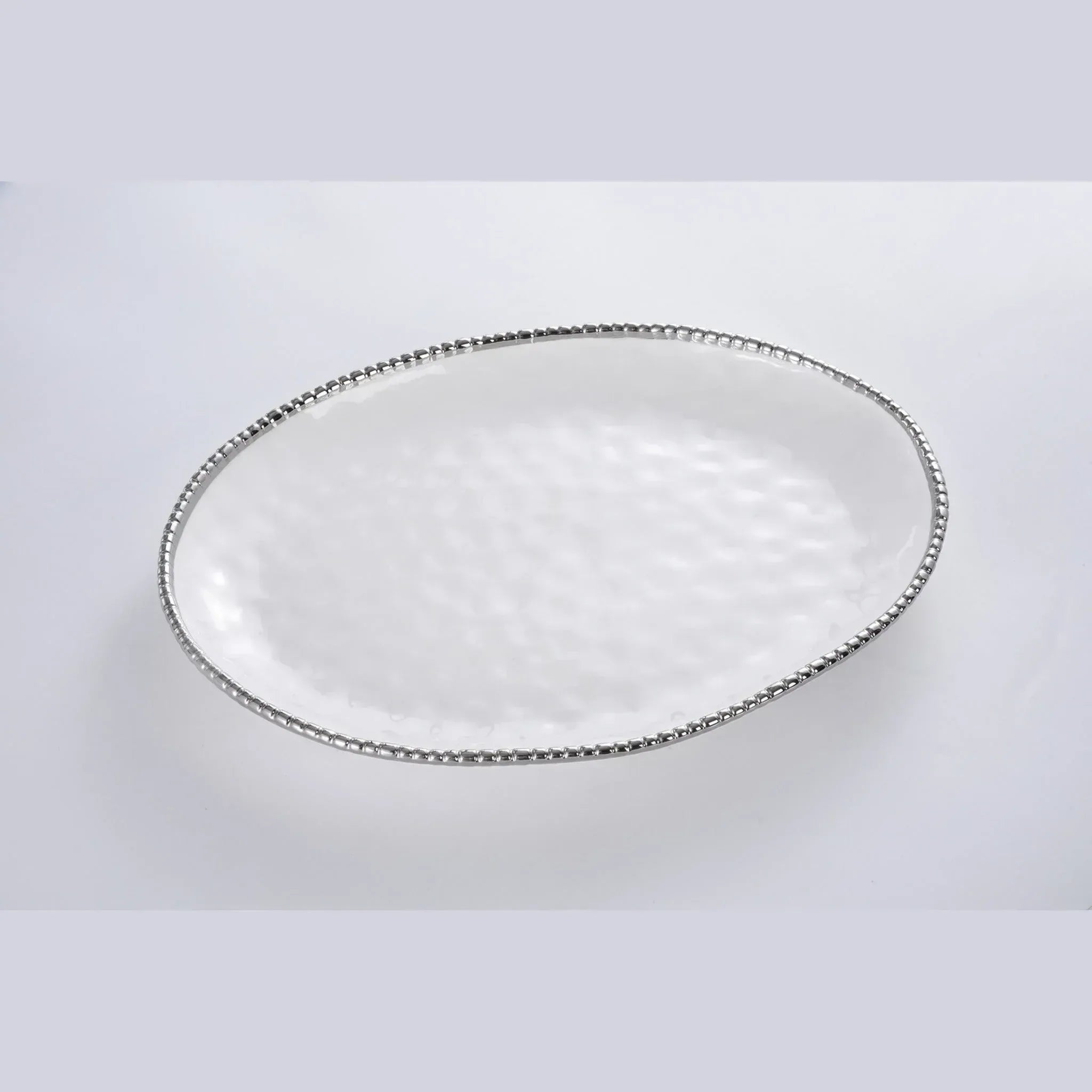 Oval Tray White & Silver Rim | Home Oval Tray White & Silver Rim | Home