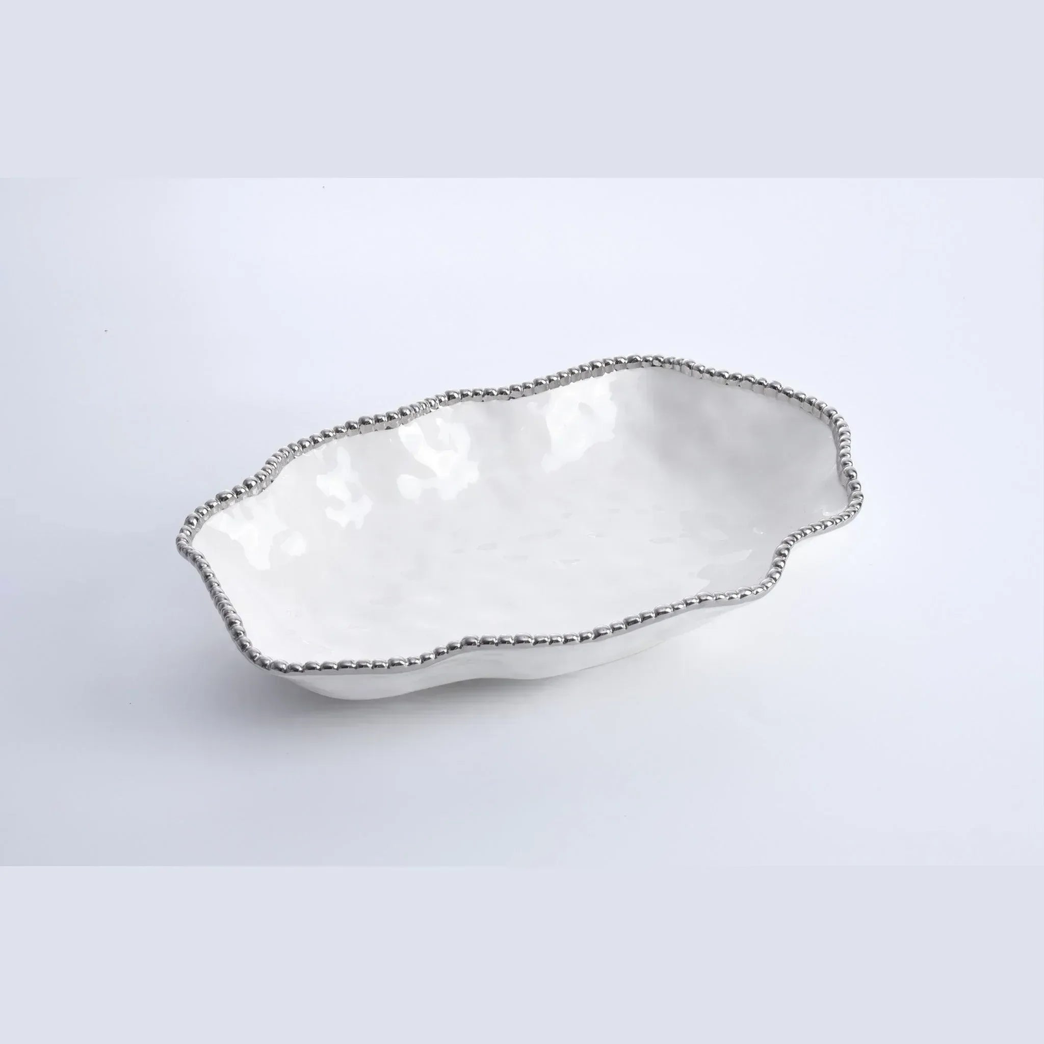 Large Serving Piece Shiny White & Silver | Home