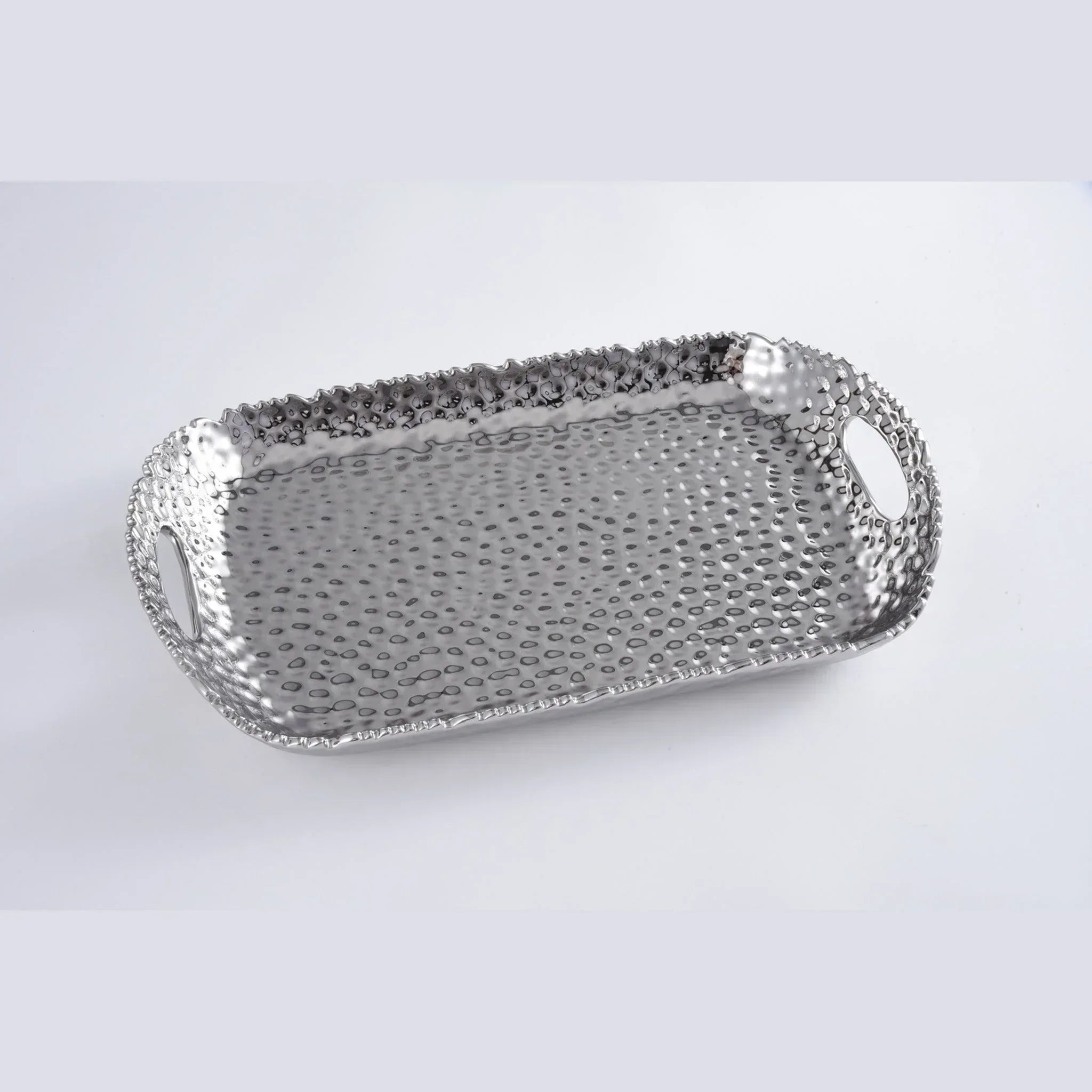 Rectangular Tray With Handles Shiny Full Silver | Home