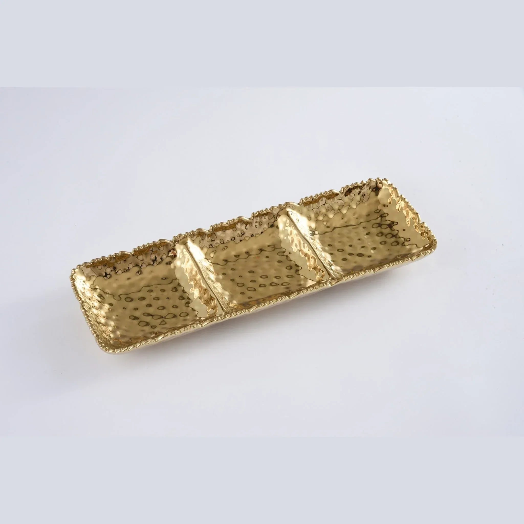 3 Sections Serving Piece Shiny Full Gold | Home
