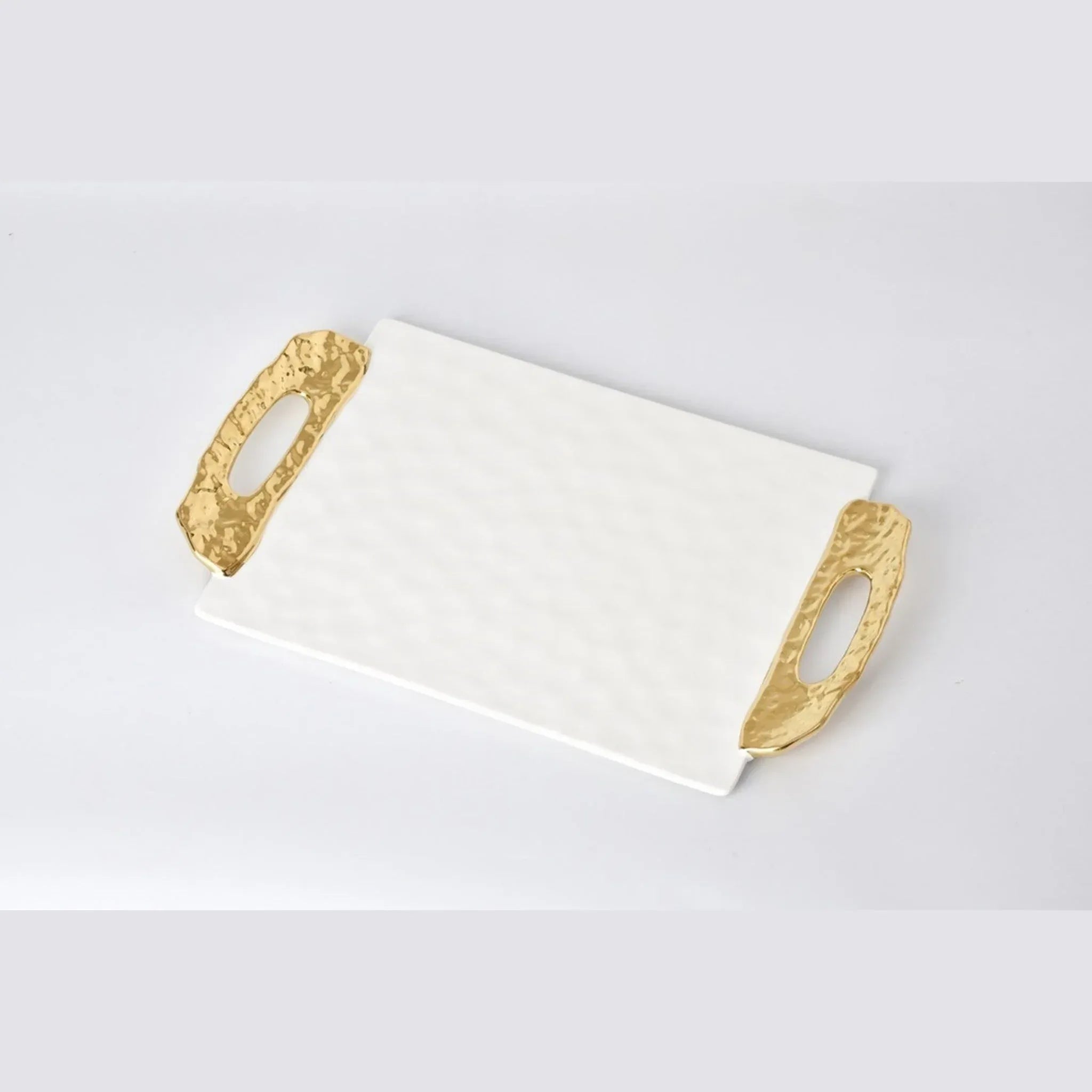 Tray With Handles White And Gold | Home Tray With Handles White And Gold | Home