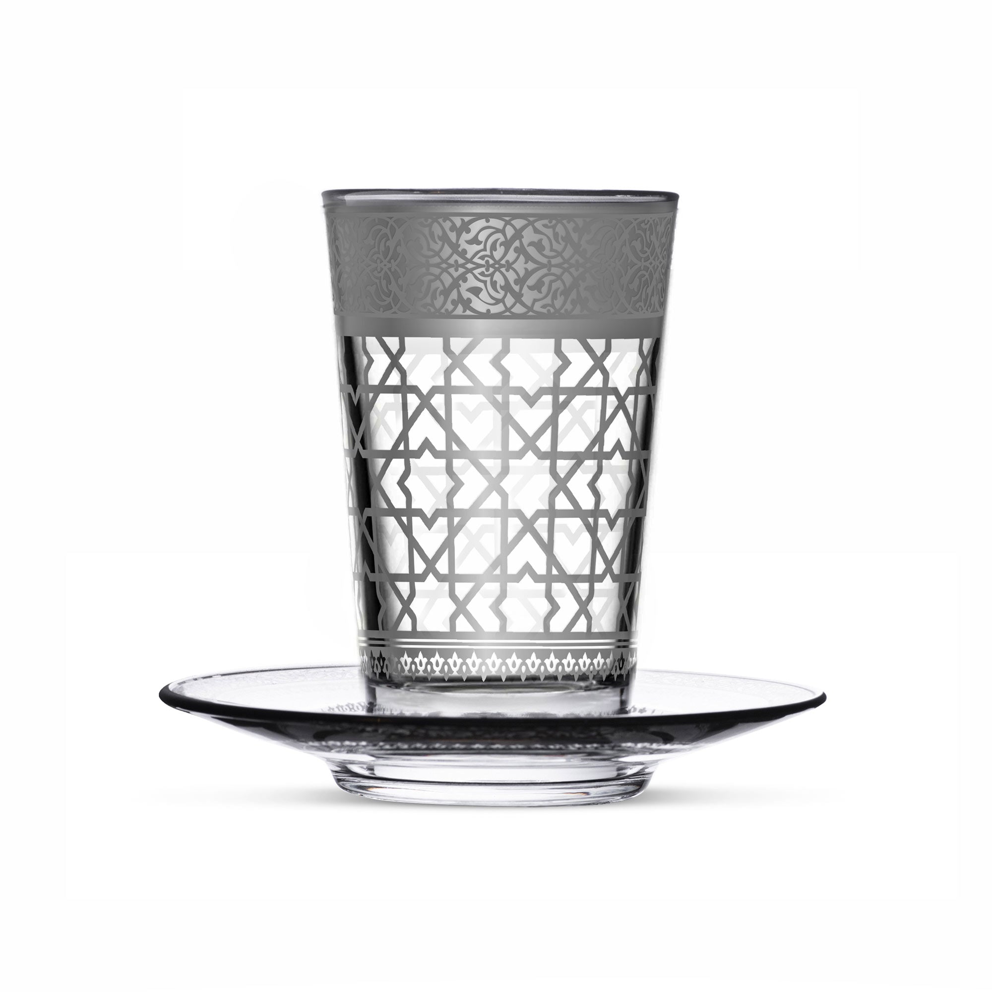 Dimlaj Cordoba Set Of 6 Pcs Tea Cups and Saucers (Platinum) | Home