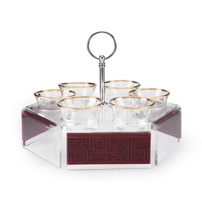 Dimlaj Shafa Acrylic Coffee Stand & Cawa Cups (Maroon) - Premium Stands from Shafa By Dimlaj - Just $80! Shop online now at Dimlaj Jordan 