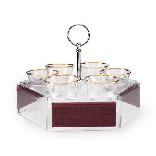 Dimlaj Shafa Acrylic Coffee Stand & Cawa Cups (Maroon) - Premium Stands from Shafa By Dimlaj - Just $80! Shop online now at Dimlaj Jordan 