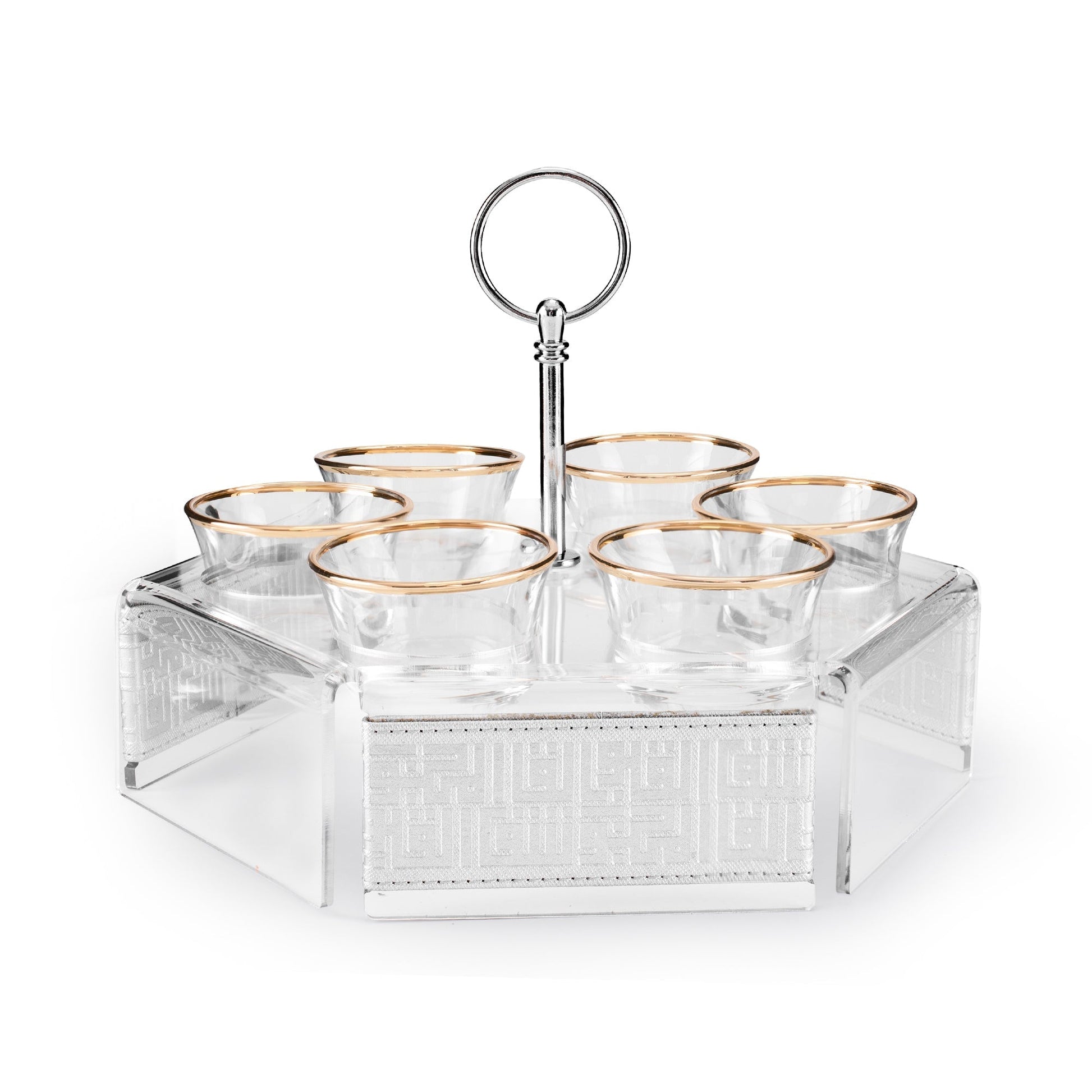 Dimlaj Shafa Acrylic Coffee Stand & Cawa Cups (Silver) - Premium Stands from Shafa By Dimlaj - Just $80! Shop online now at Dimlaj Jordan 