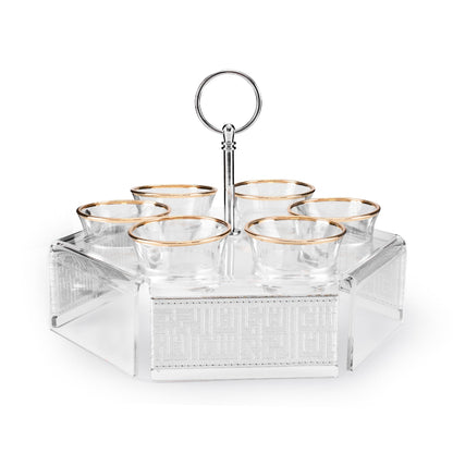 Dimlaj Shafa Acrylic Coffee Stand & Cawa Cups (Silver) - Premium Stands from Shafa By Dimlaj - Just $80! Shop online now at Dimlaj Jordan 