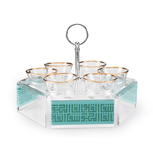Dimlaj Shafa Acrylic Coffee Stand & Cawa Cups (Light Turquoise) - Premium Stands from Shafa By Dimlaj - Just $80! Shop online now at Dimlaj Jordan 