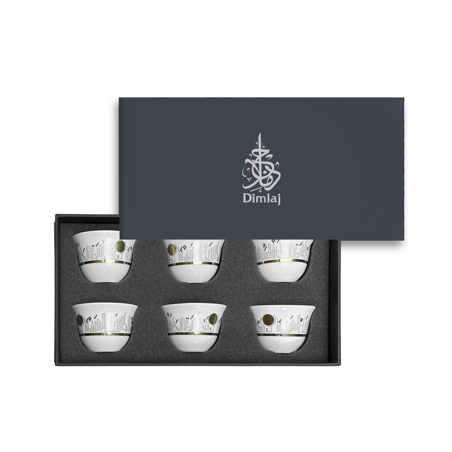 Dimlaj Hayat Set Of 6 Pcs Porcelain Cawa Cups (Gold) - Premium Arabic Coffee Cups from Hayat By Dimlaj - Just $45! Shop online now at Dimlaj Jordan 