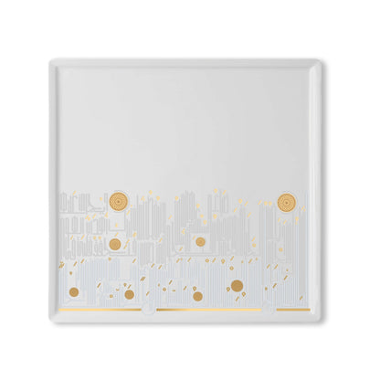 Dimlaj Hayat Porcelain Square Plate (Gold) - Premium Platters from Hayat By Dimlaj - Just $70! Shop online now at Dimlaj Jordan 
