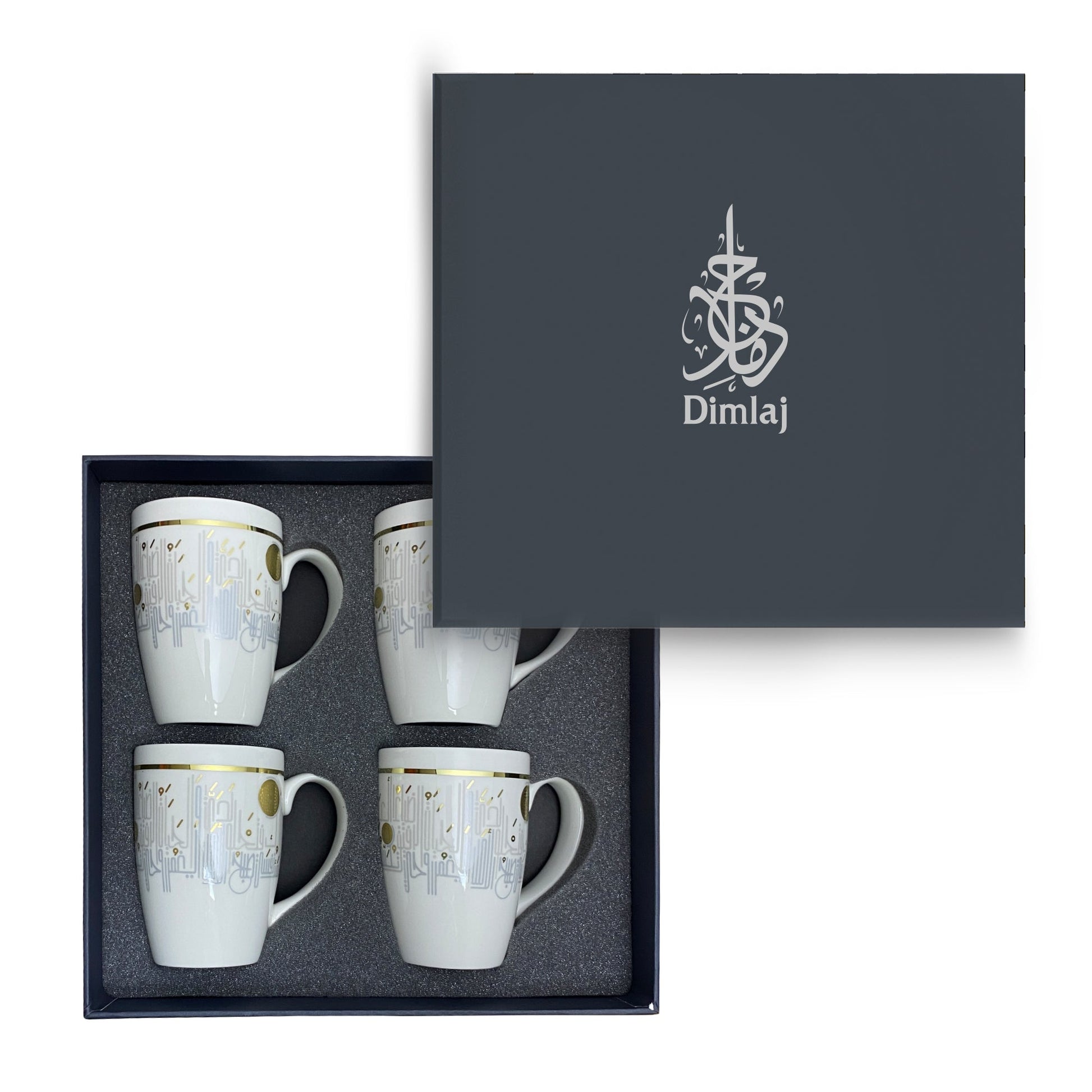 Dimlaj Hayat Set Of 4 Pcs Porcelain Mugs (Gold) - Premium Mugs from Hayat By Dimlaj - Just $90! Shop online now at Dimlaj Jordan 