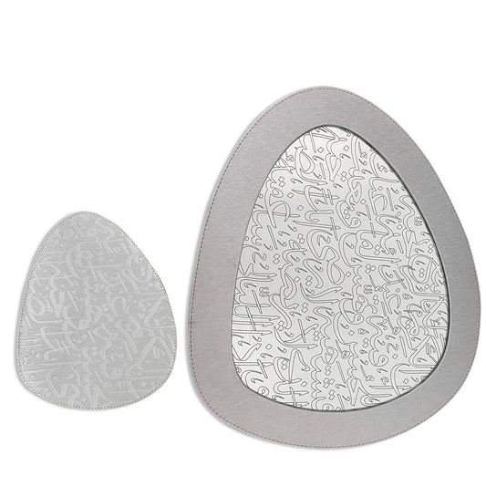 Dimlaj Kareem Set Of 2 Pcs Decorative Mirror Tray And Coaster (Silver) - Premium Trays & Accessories from Kareem By Dimlaj - Just $50! Shop online now at Dimlaj Jordan 