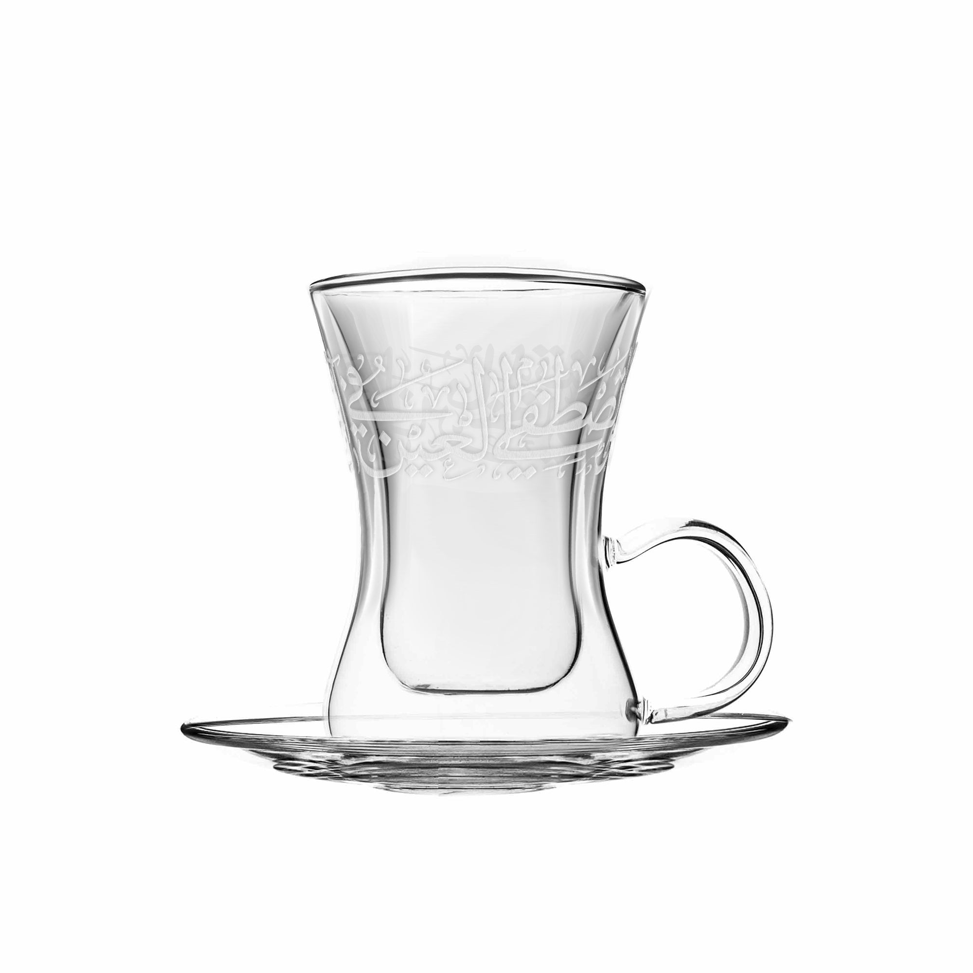 Dimlaj Thuluth Set Of 6 Pcs Double Wall Tea Cups (Engraved) | Home