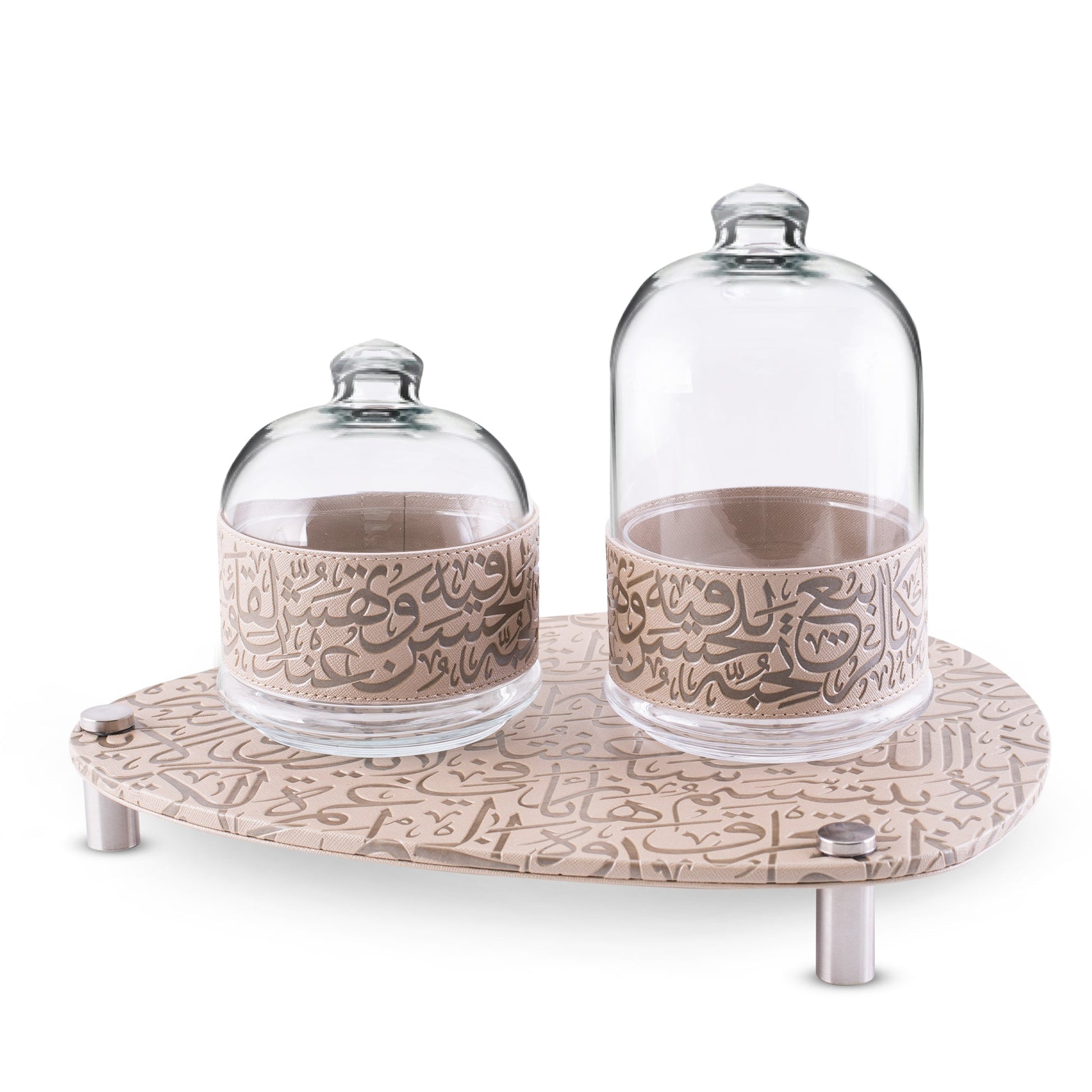 Dimlaj Kareem Set of 3 Pcs Serving Bowls With Stand (Beige) - Premium Serving Bowls from Kareem By Dimlaj - Just $70! Shop online now at Dimlaj Jordan 