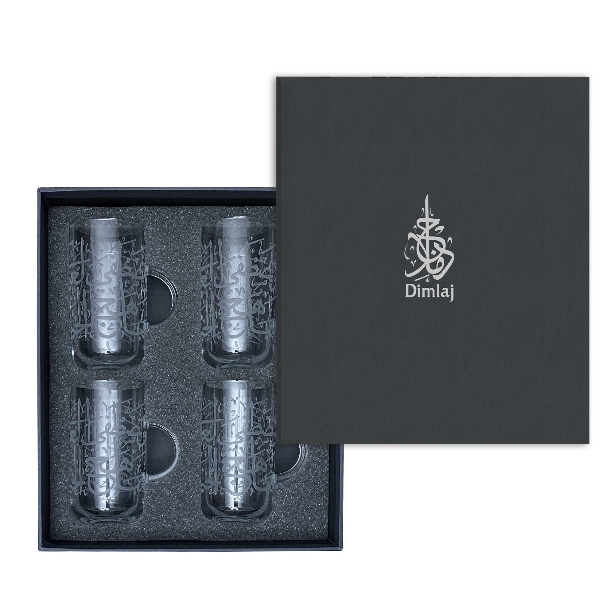Dimlaj Thuluth Set Of 4 Pcs Mugs (Engraved) | Home Dimlaj Thuluth Set Of 4 Pcs Mugs (Engraved) | Home