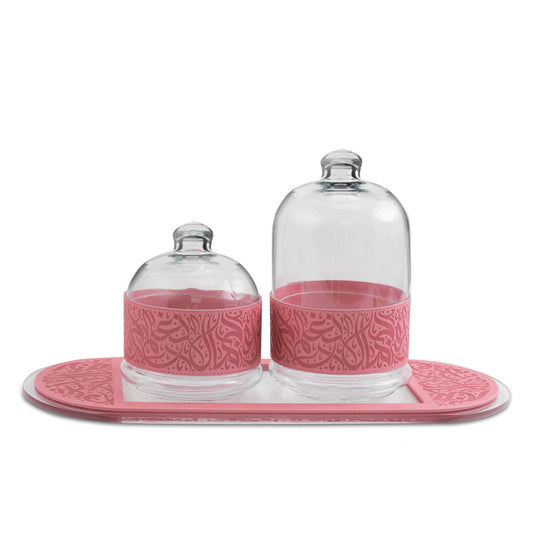 Dimlaj Nagham Set of 3 Pcs Serving Bowls With Tray (Pink) - Premium Serving Bowls from Nagham By Dimlaj - Just $70! Shop online now at Dimlaj Jordan 