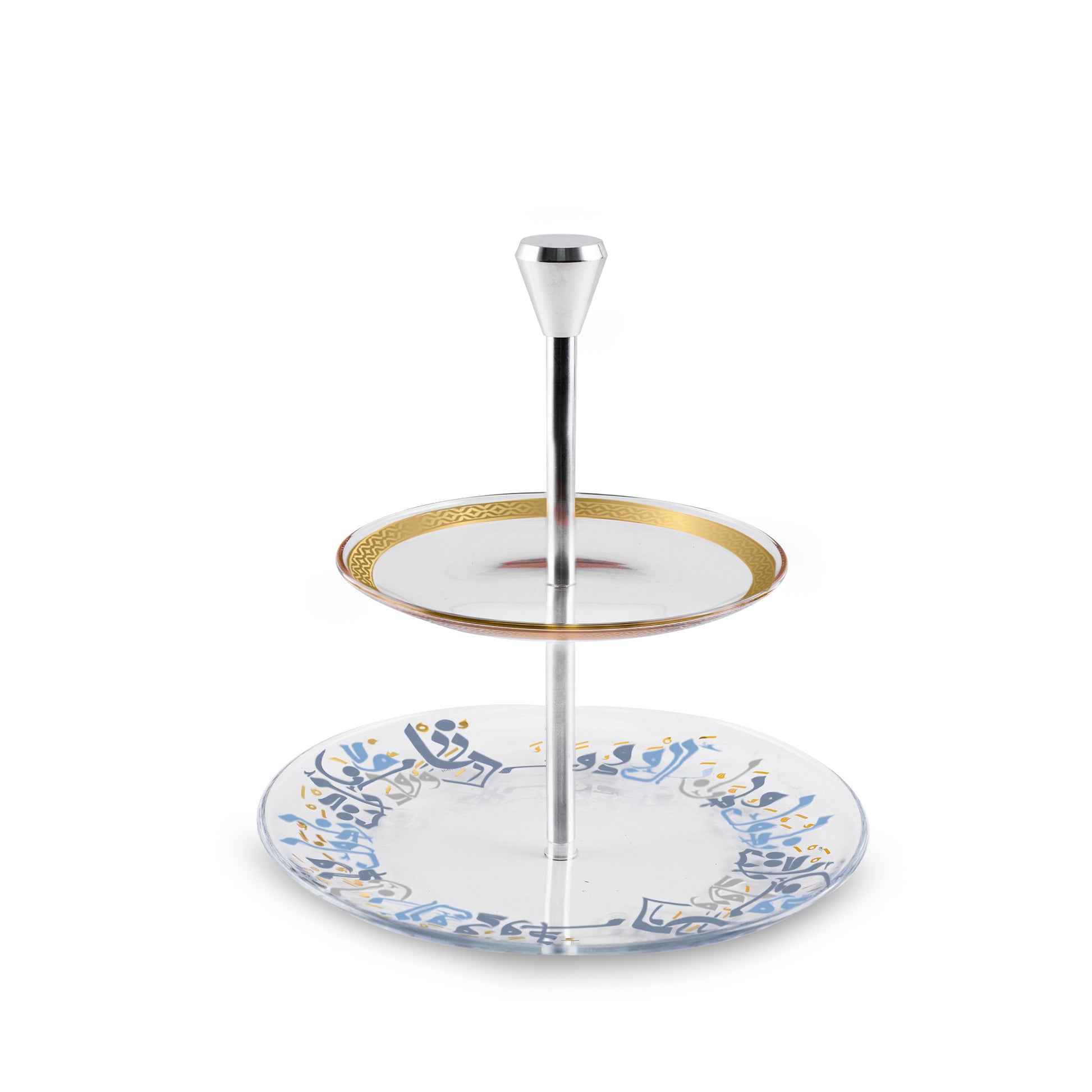 Dimlaj Wadoud 2 Tiered Tray (Gold) - Premium Trays & Accessories from Wadoud By Dimlaj - Just $70! Shop online now at Dimlaj Jordan 