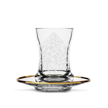 Dimlaj Vouloir Set Of 6 Pcs Tea Cups And Saucers (Engraved)