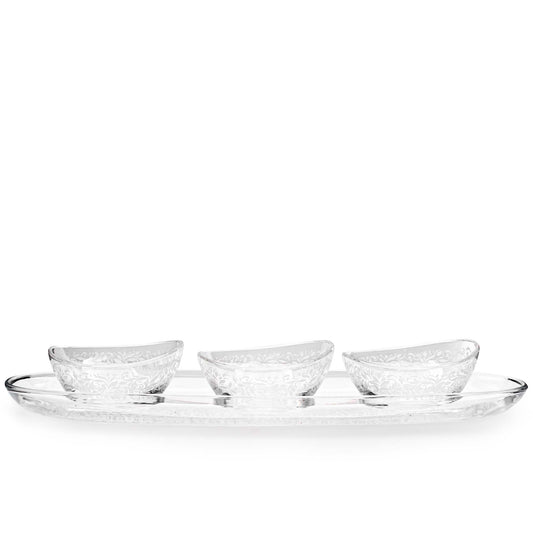 Dimlaj Vouloir Set of 4 Pcs Appetizers Tray & Bowls (Engraved)