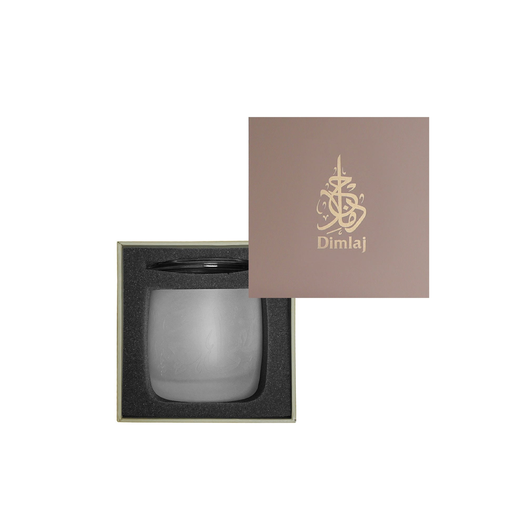 Dimlaj Thuluth Candle Holder With Coaster (Frosted) | Home Dimlaj Thuluth Candle Holder With Coaster (Frosted) | Home