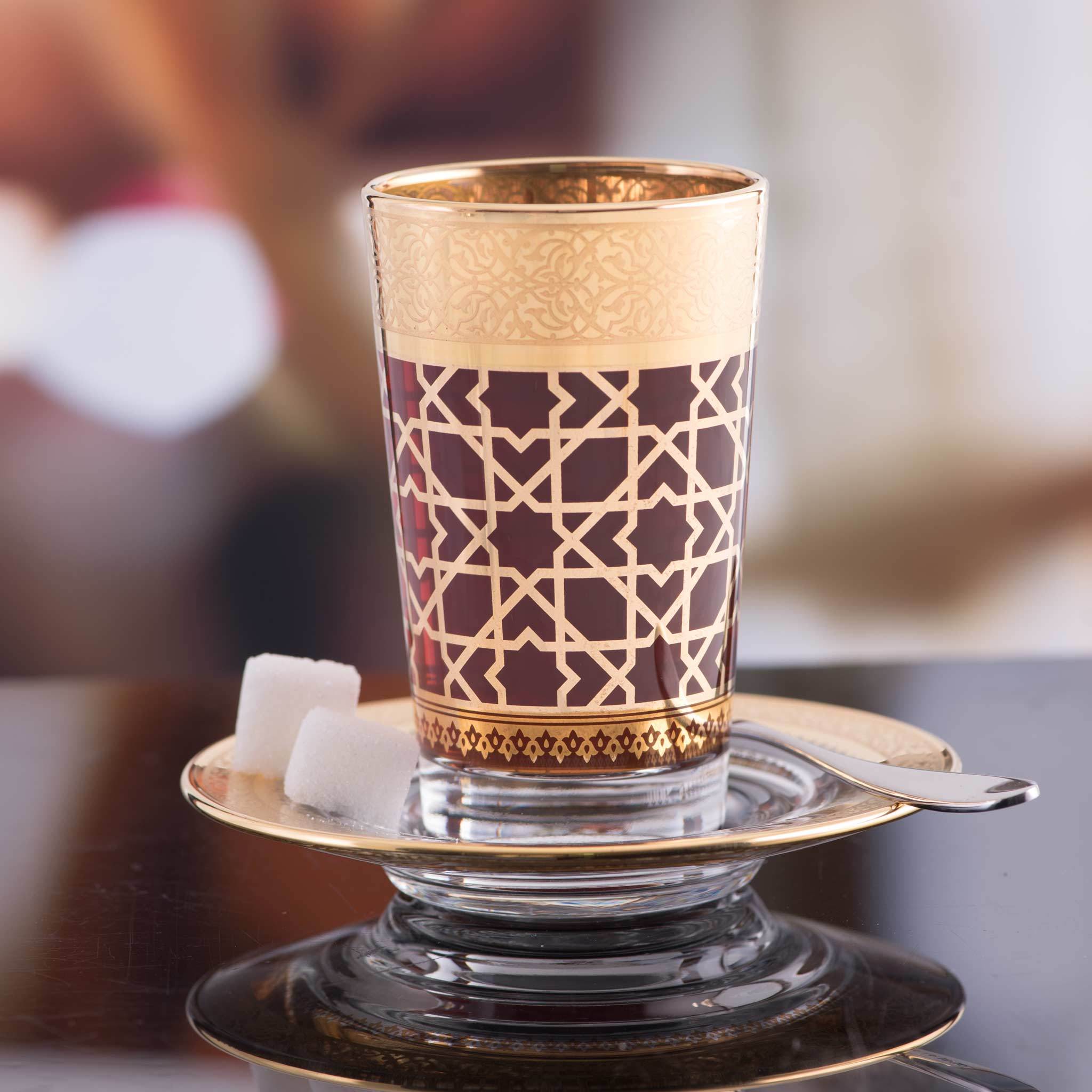 Dimlaj Cordoba Set of 6 Pcs Tea Cups and Saucers (Gold) | Home Dimlaj Cordoba Set of 6 Pcs Tea Cups and Saucers (Gold) | Home
