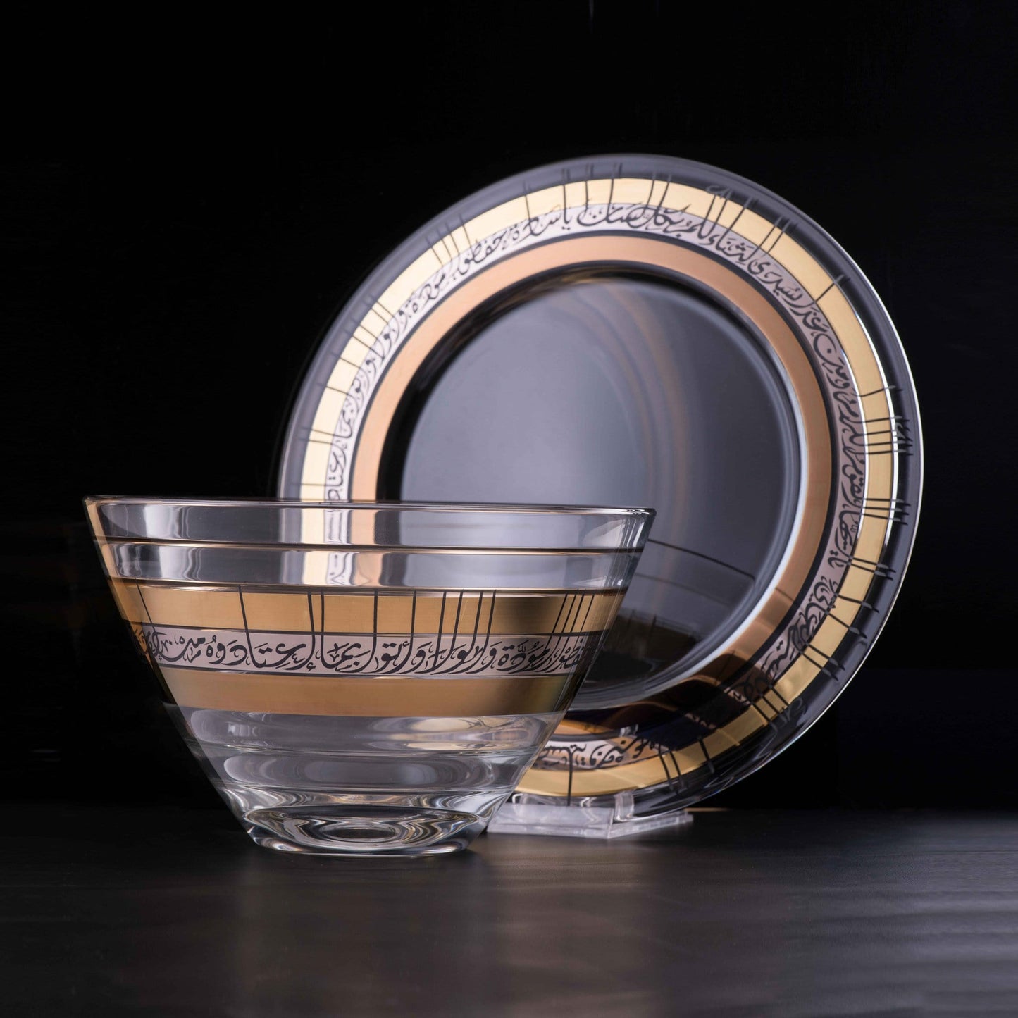 Dimlaj Falak Large Charger Plate (Gold & Platinum) - Premium Glass Plates from Falak By Dimlaj - Just $90! Shop online now at Dimlaj Jordan 