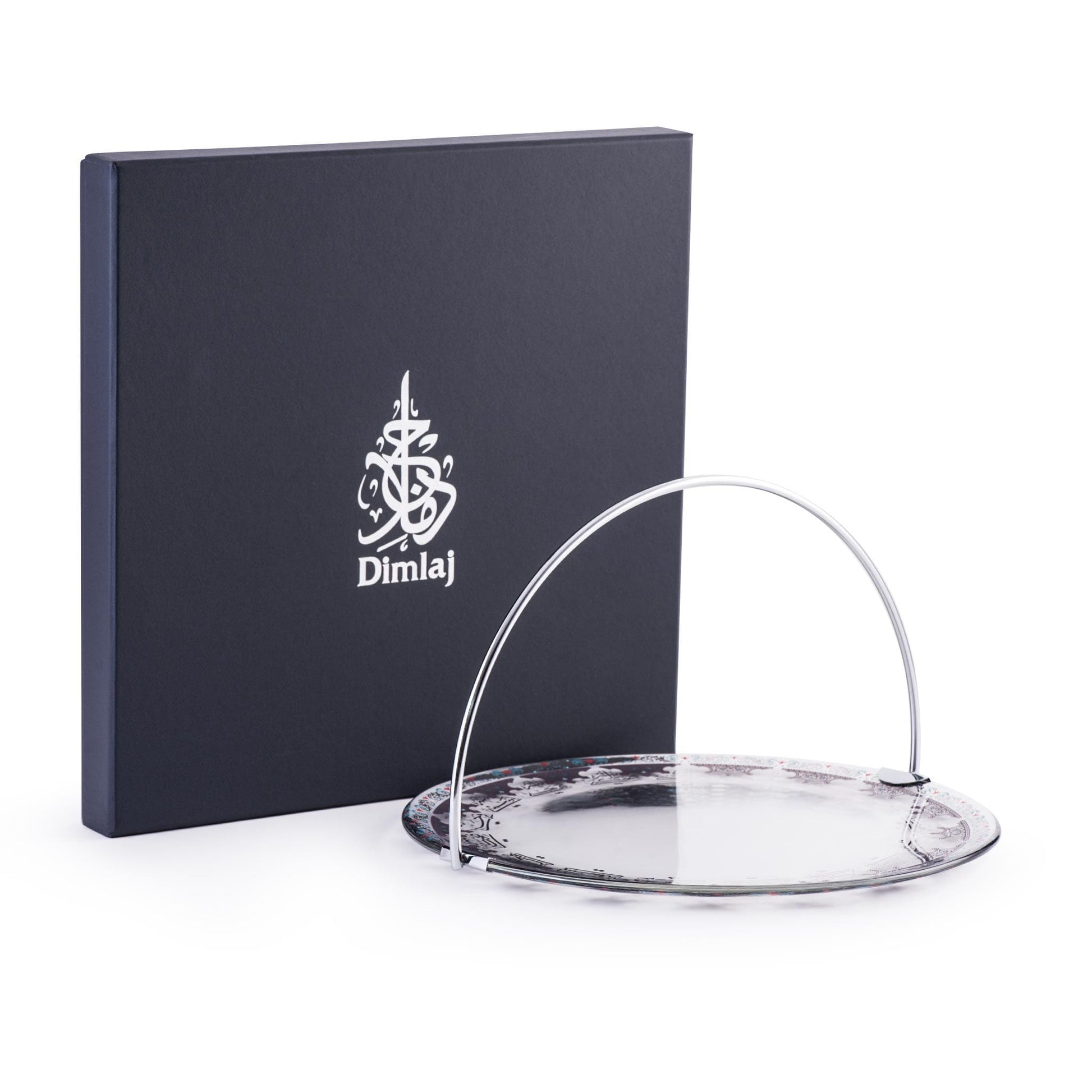Dimlaj Suroor Large Serving Tray with Handle (Platinum) - Premium Stands from Suroor By Dimlaj - Just $65! Shop online now at Dimlaj Jordan 