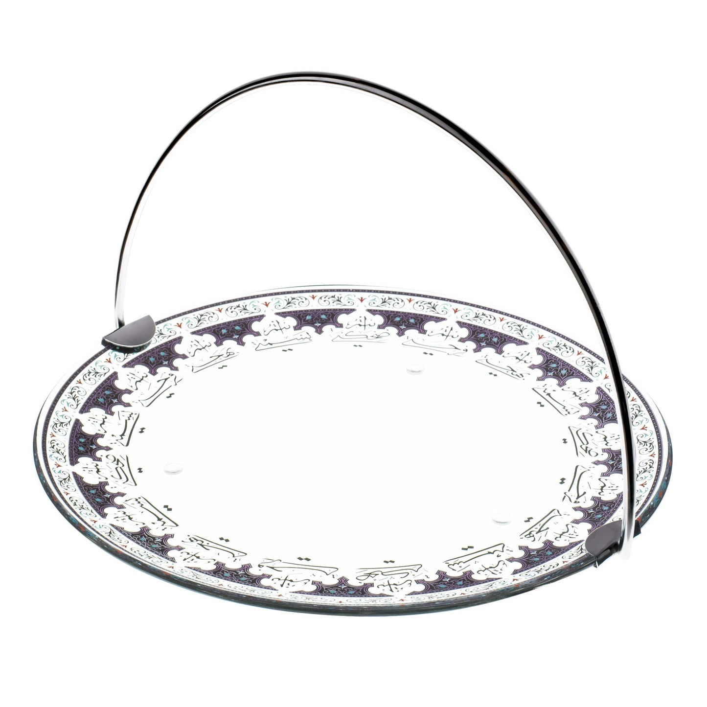 Dimlaj Suroor Large Serving Tray with Handle (Platinum) - Premium Stands from Suroor By Dimlaj - Just $65! Shop online now at Dimlaj Jordan 
