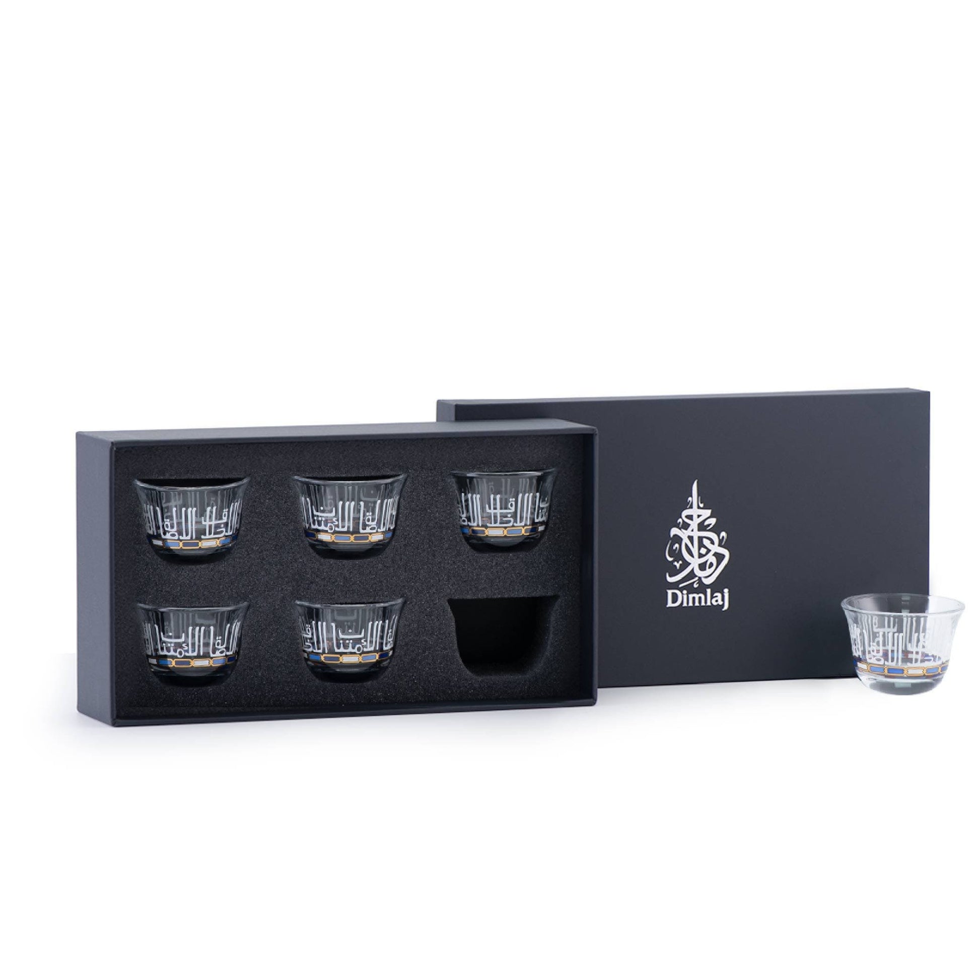 Dimlaj Asala Set of 6 Pcs Cawa Cups (Gold & Blue) - Premium Arabic Coffee Cups from Asala By Dimlaj - Just $45! Shop online now at Dimlaj Jordan 