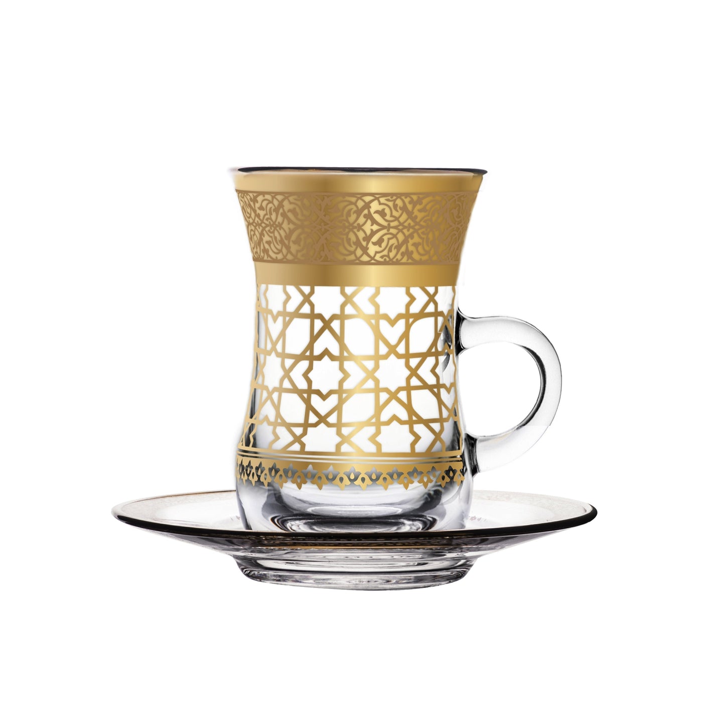 Dimlaj Cordoba Set of 6 Pcs Tea Istikanas and Saucers - Premium Tea Istikans With Handle from Cordoba By Dimlaj - Just $99! Shop online now at Dimlaj Jordan 