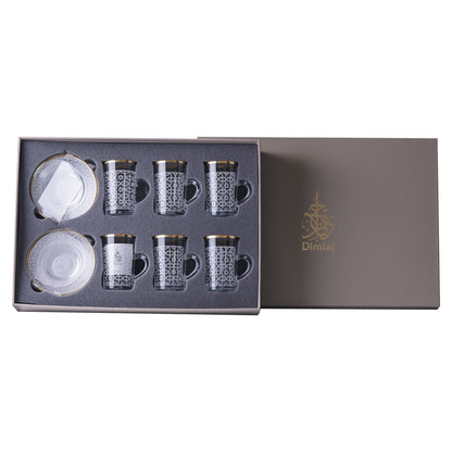 Dimlaj Ivory Set of 6 Pcs Tea Cups and Saucers (Gold) - Premium Tea Istikans With Handle from Ivory By Dimlaj - Just $100! Shop online now at Dimlaj Jordan 