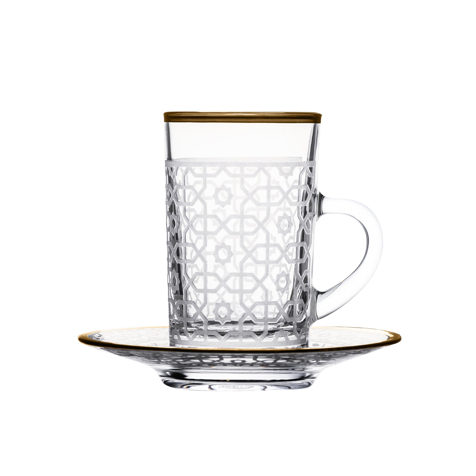 Dimlaj Ivory Set of 6 Pcs Tea Cups and Saucers (Gold) - Premium Tea Istikans With Handle from Ivory By Dimlaj - Just $100! Shop online now at Dimlaj Jordan 