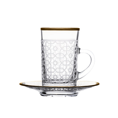 Dimlaj Ivory Set of 6 Pcs Tea Cups and Saucers (Gold) - Premium Tea Istikans With Handle from Ivory By Dimlaj - Just $100! Shop online now at Dimlaj Jordan 