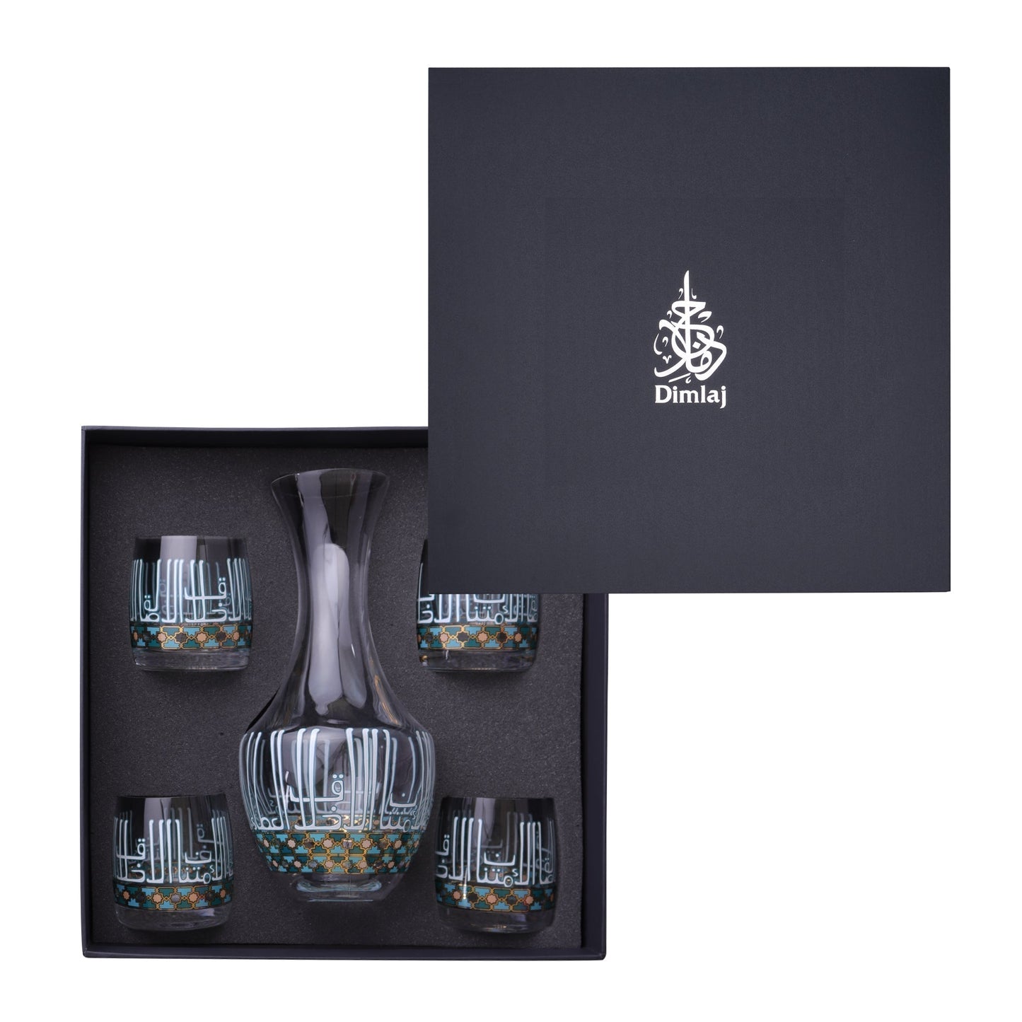 Dimlaj Asala Set of 5 Pcs Crystal Drinkset (Gold & Green) - Premium Drinkset from Asala By Dimlaj - Just $100! Shop online now at Dimlaj Jordan 
