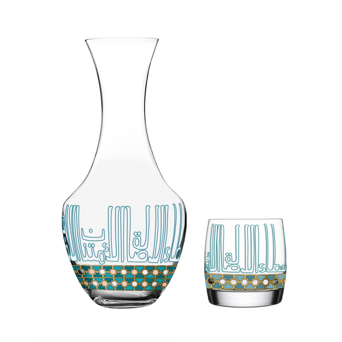 Dimlaj Asala Set of 5 Pcs Crystal Drinkset (Gold & Green) - Premium Drinkset from Asala By Dimlaj - Just $100! Shop online now at Dimlaj Jordan 