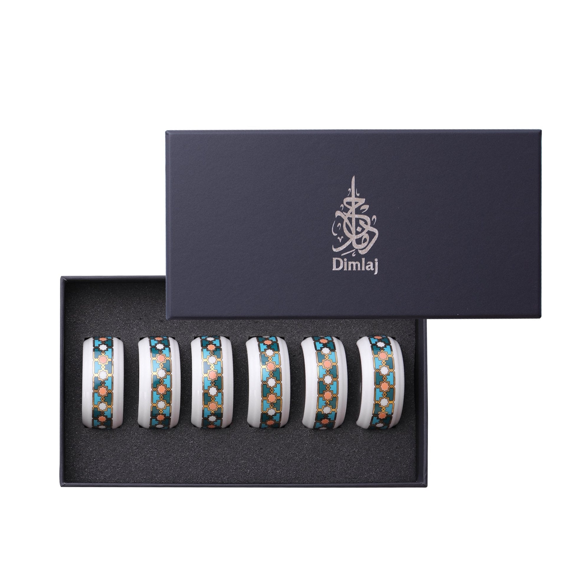 Dimlaj Asala Set of 6 Pcs Napkin Rings (Gold & Green) - Premium Table Accessories from Asala By Dimlaj - Just $55! Shop online now at Dimlaj Jordan 